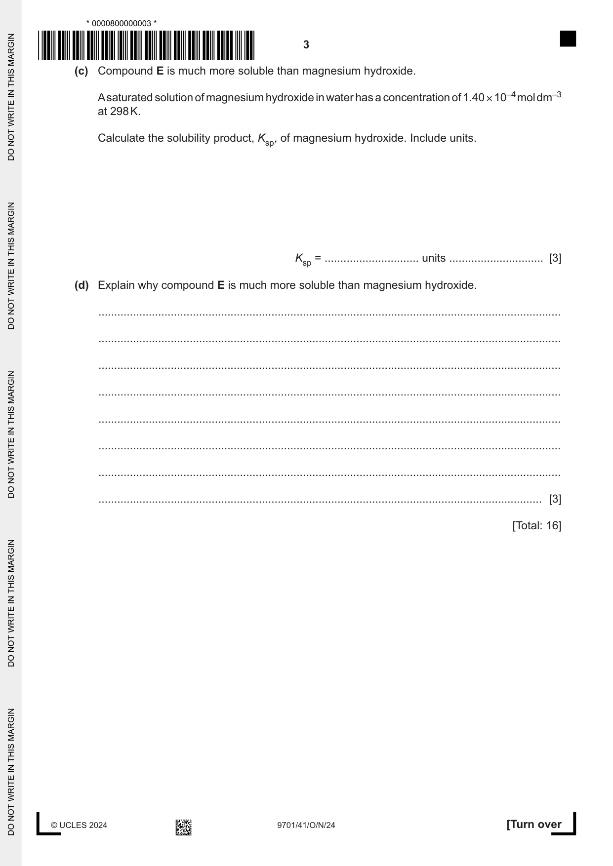 Cambridge A Level Chemistry 9701 2024 Oct/Nov Paper 4 · Variant 1 question paper, page 3 of 24