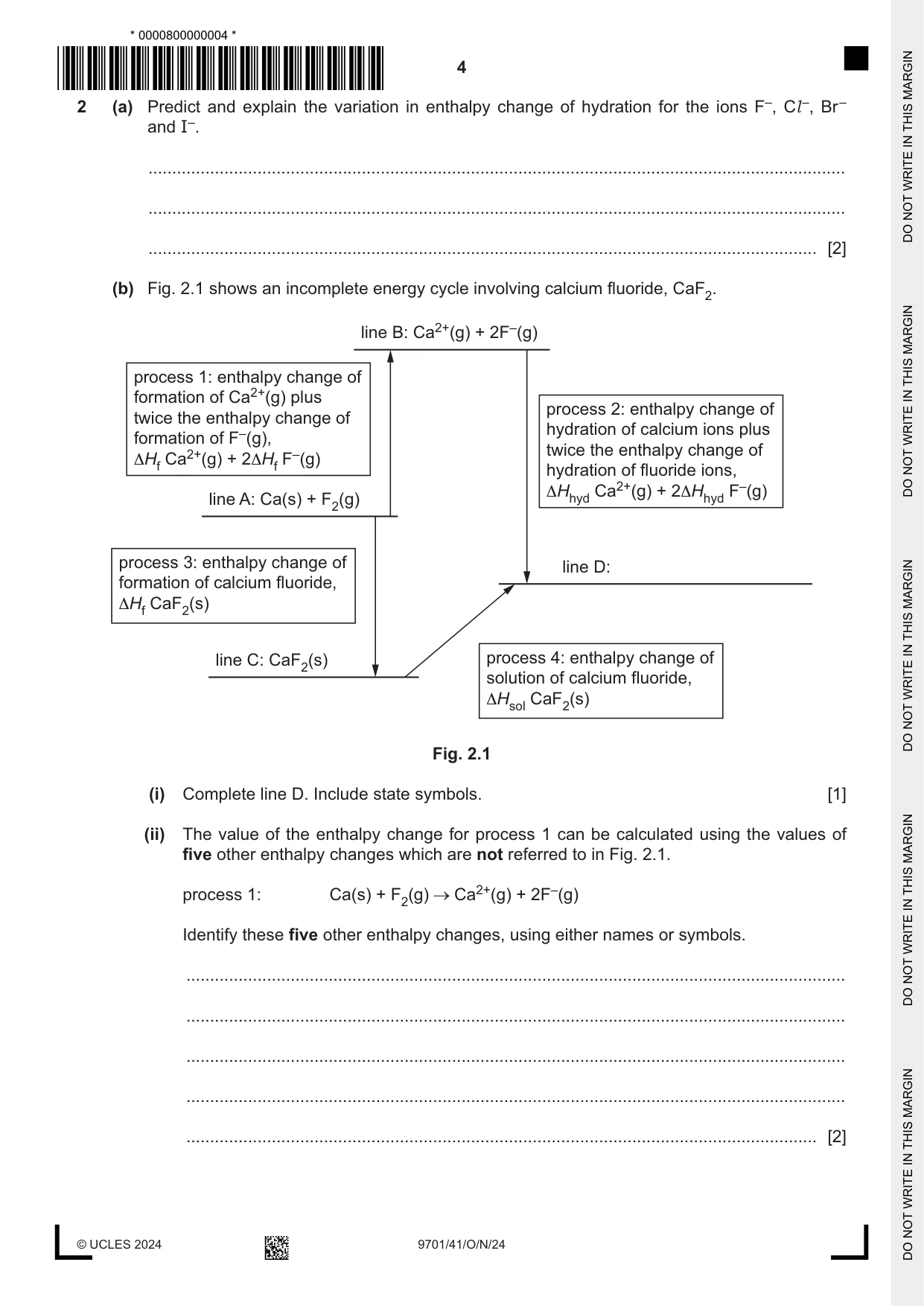 Cambridge A Level Chemistry 9701 2024 Oct/Nov Paper 4 · Variant 1 question paper, page 4 of 24
