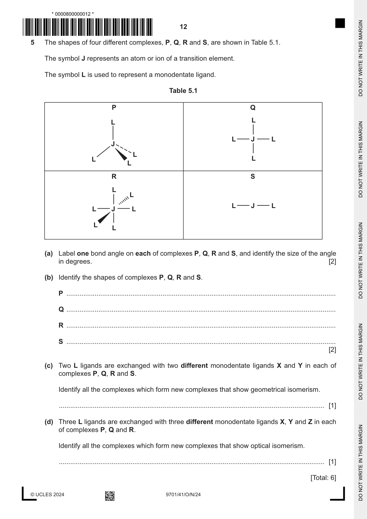 Cambridge A Level Chemistry 9701 2024 Oct/Nov Paper 4 · Variant 1 question paper, page 12 of 24