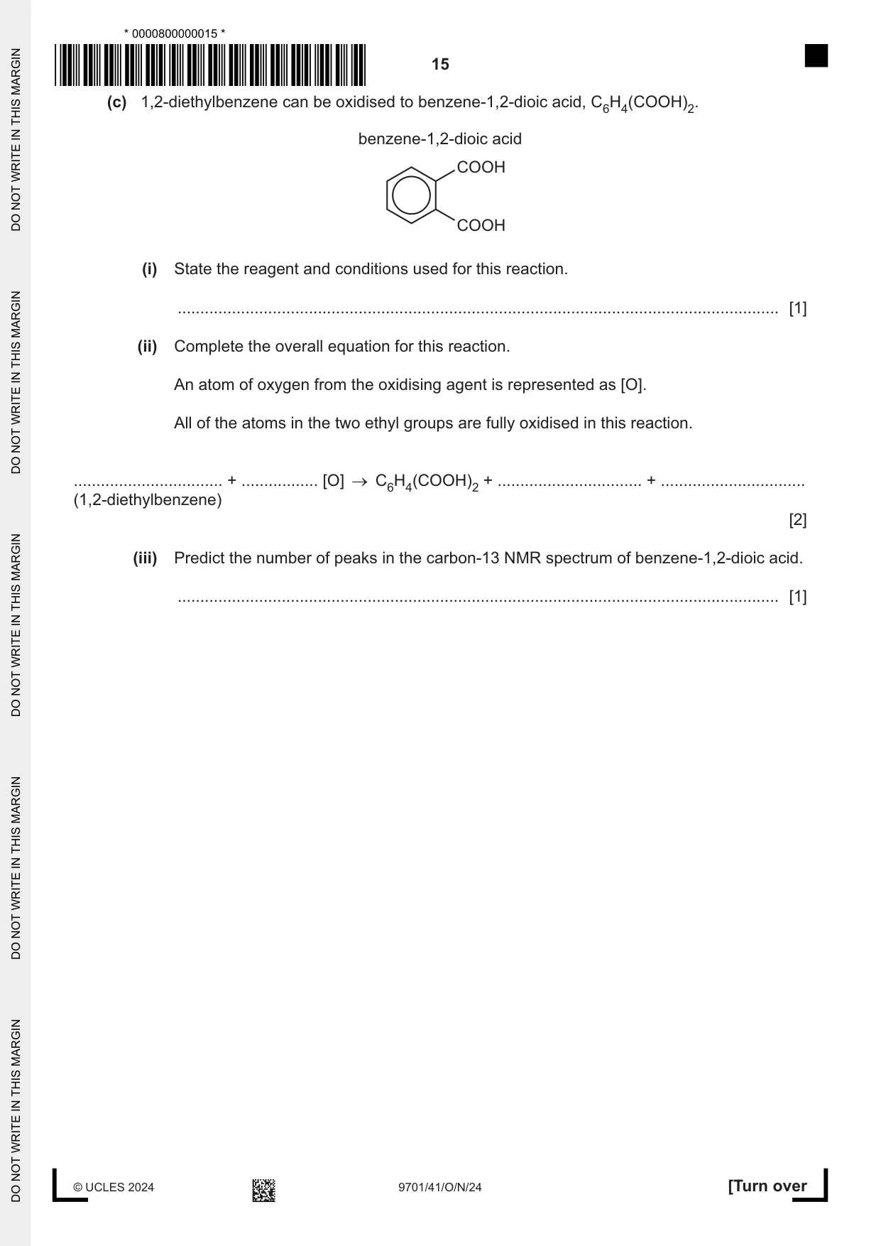 Cambridge A Level Chemistry 9701 2024 Oct/Nov Paper 4 · Variant 1 question paper, page 15 of 24