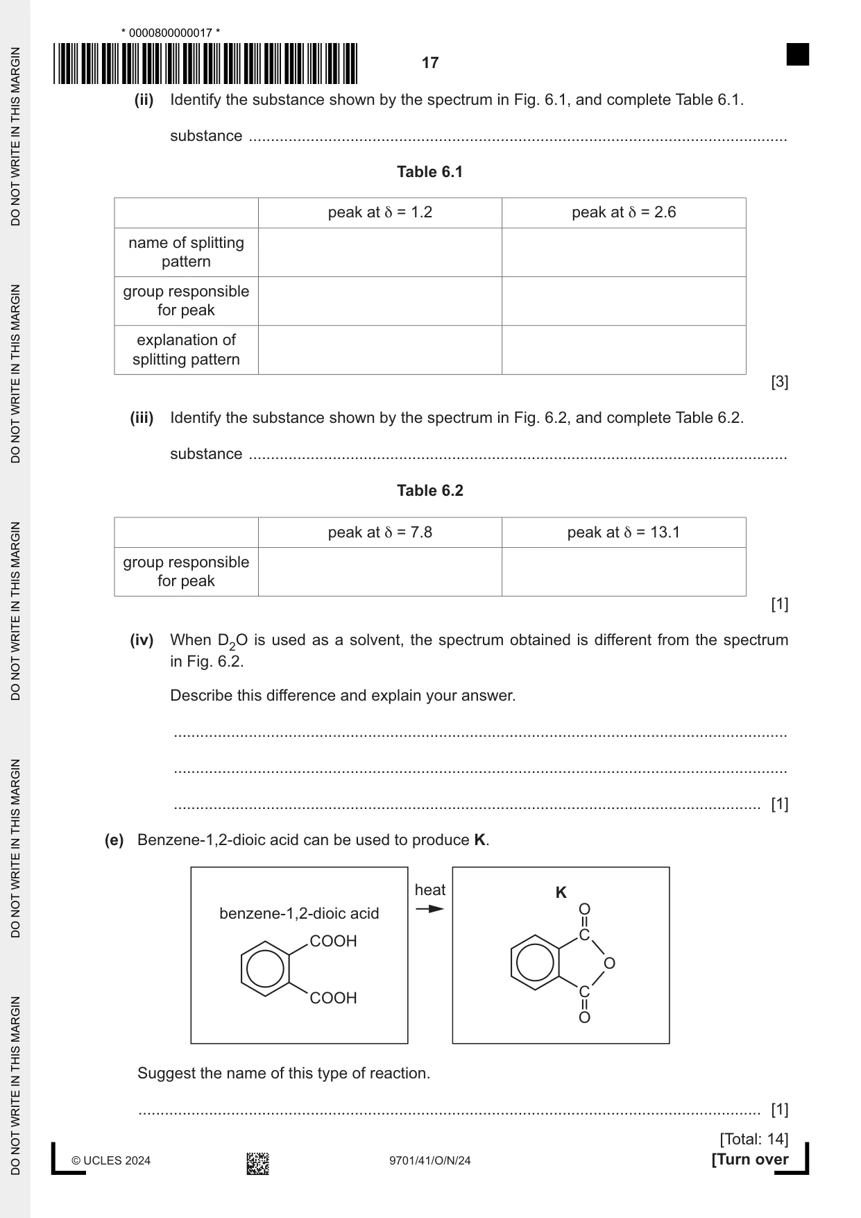Cambridge A Level Chemistry 9701 2024 Oct/Nov Paper 4 · Variant 1 question paper, page 17 of 24
