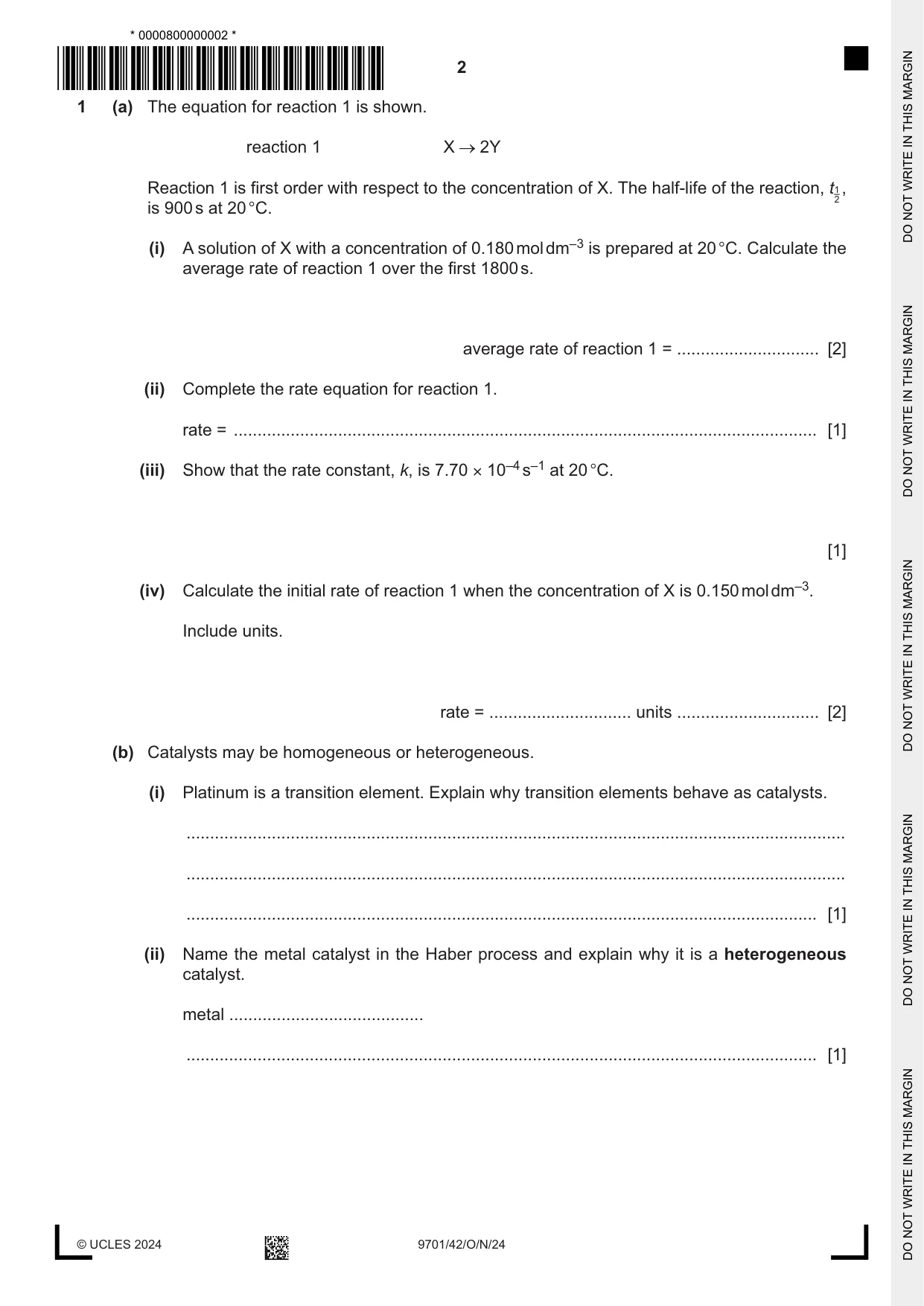 Cambridge A Level Chemistry 9701 2024 Oct/Nov Paper 4 · Variant 2 question paper, page 2 of 24