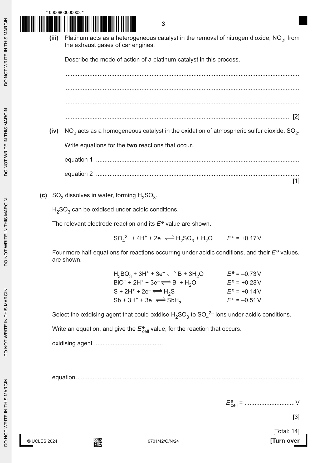 Cambridge A Level Chemistry 9701 2024 Oct/Nov Paper 4 · Variant 2 question paper, page 3 of 24