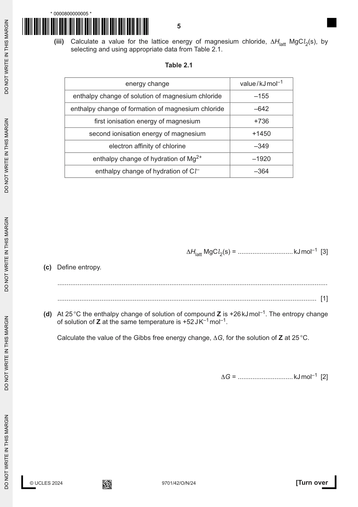 Cambridge A Level Chemistry 9701 2024 Oct/Nov Paper 4 · Variant 2 question paper, page 5 of 24