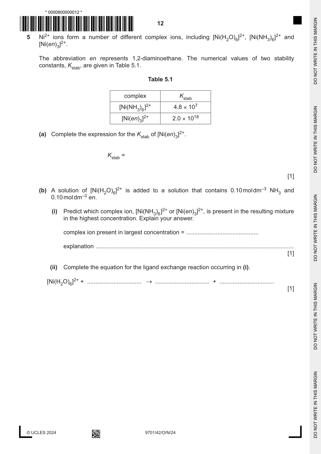 Cambridge A Level Chemistry 9701 2024 Oct/Nov Paper 4 · Variant 2 question paper, page 12 of 24