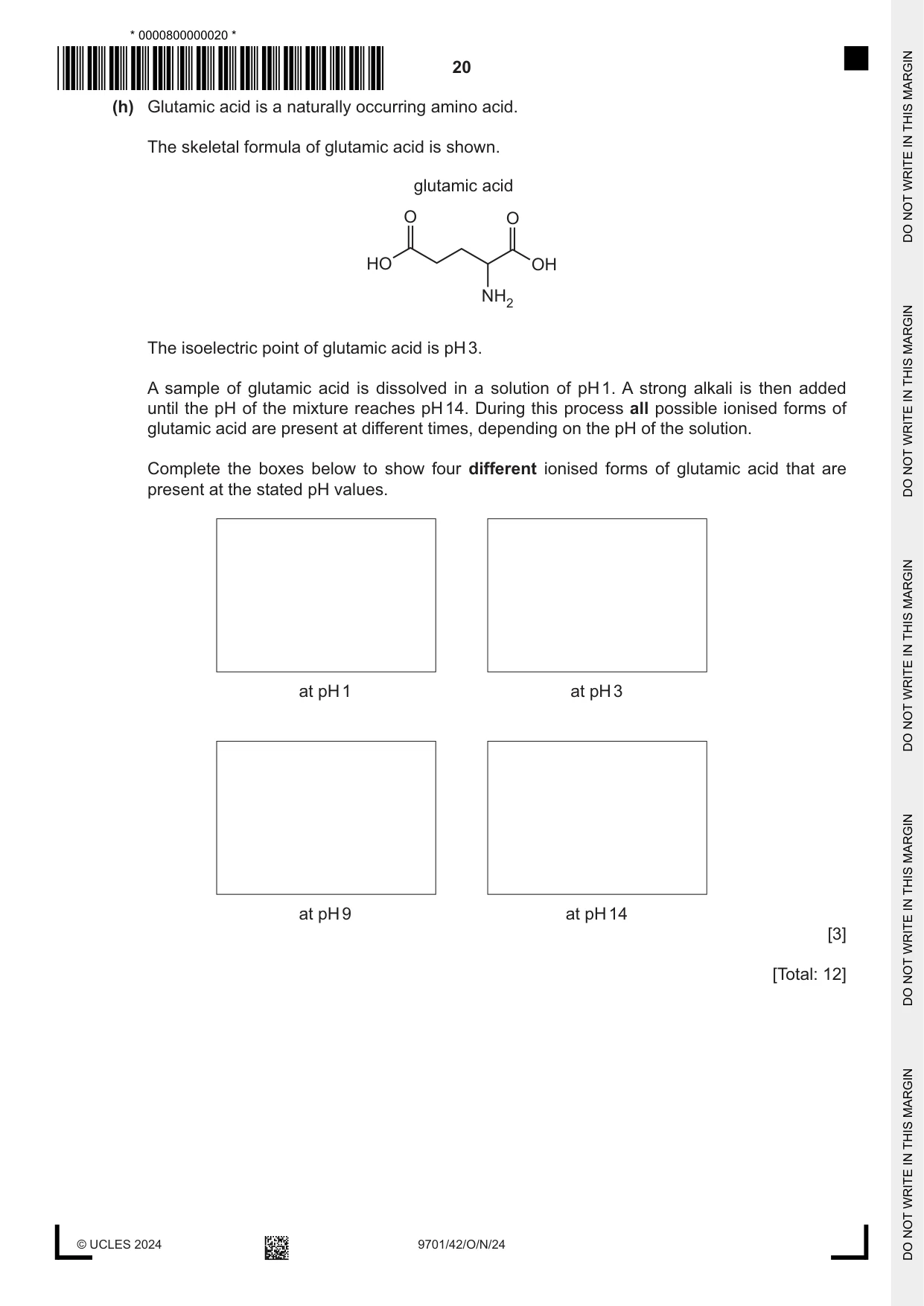 Cambridge A Level Chemistry 9701 2024 Oct/Nov Paper 4 · Variant 2 question paper, page 20 of 24