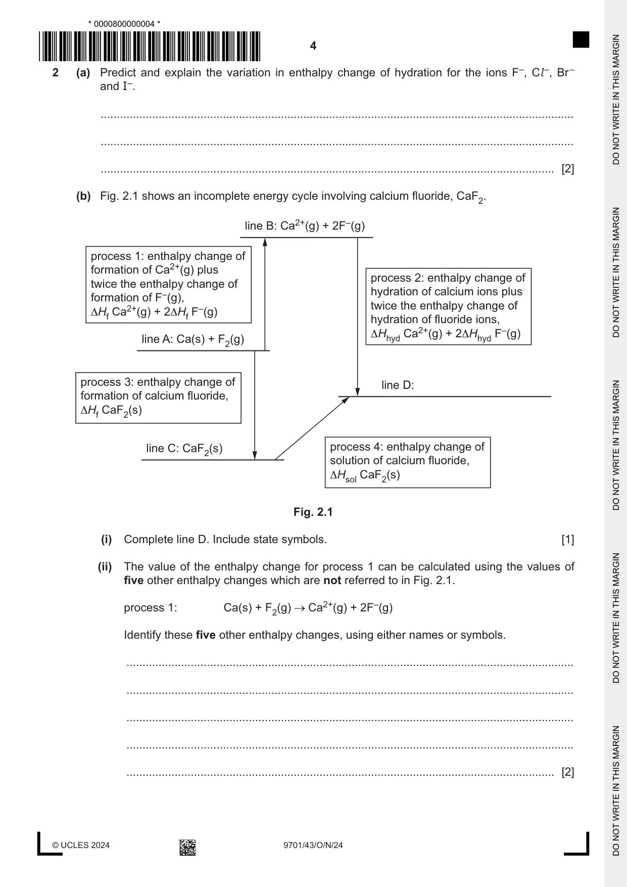 Cambridge A Level Chemistry 9701 2024 Oct/Nov Paper 4 · Variant 3 question paper, page 4 of 24