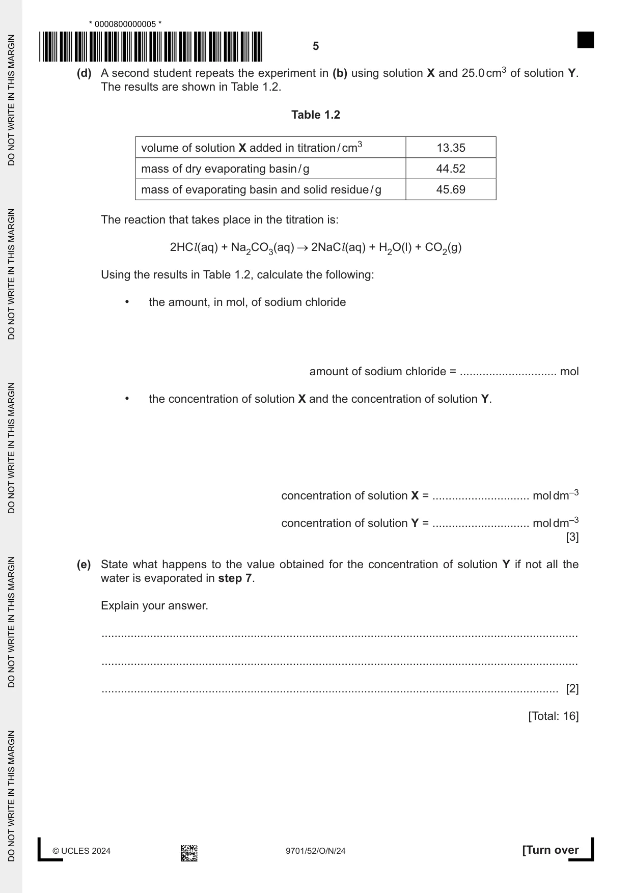 Cambridge A Level Chemistry 9701 2024 Oct/Nov Paper 5 · Variant 2 question paper, page 5 of 12