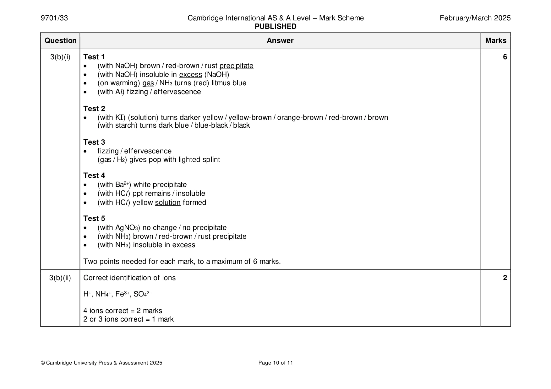 Mark scheme, page 10 of 11