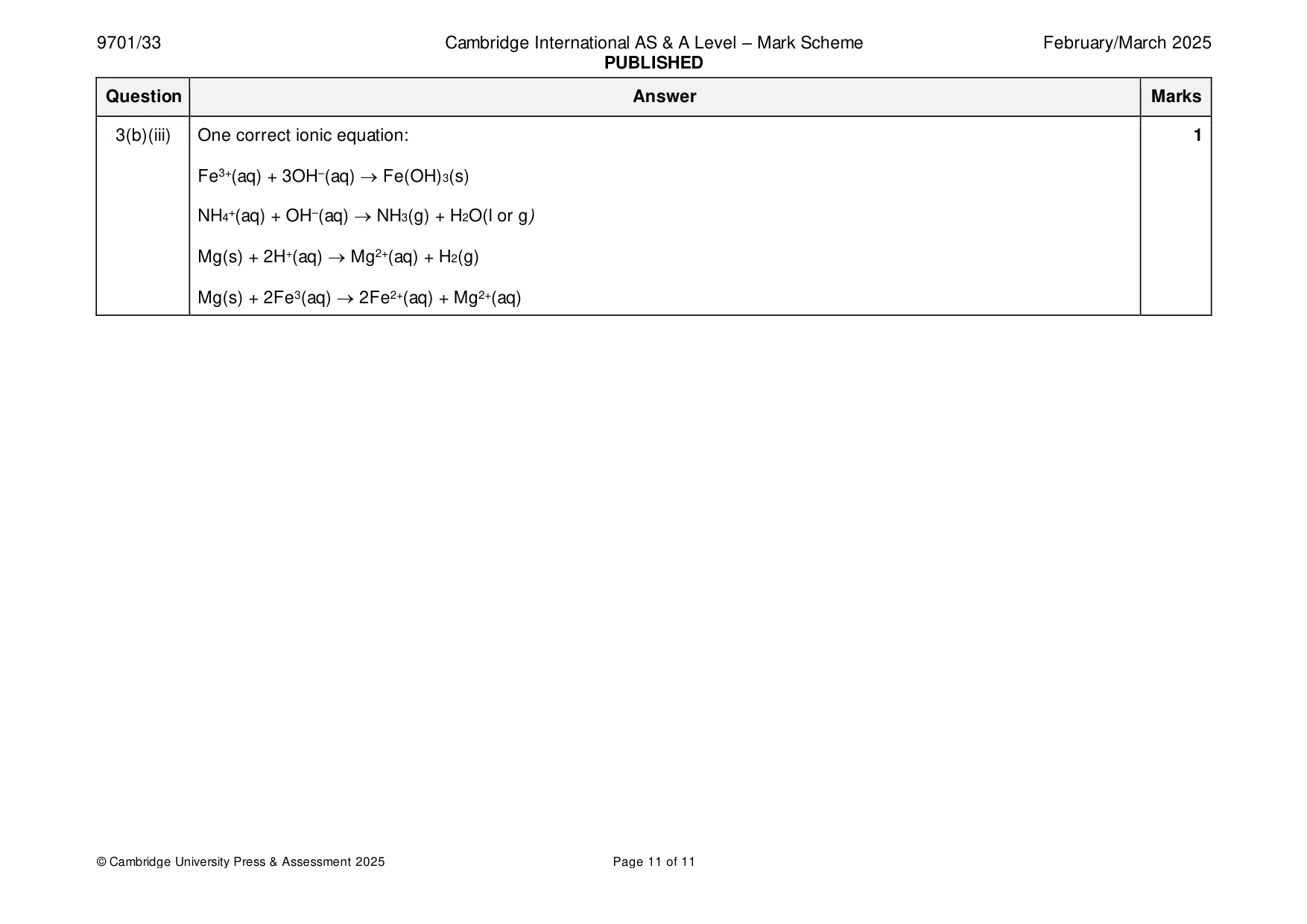 Mark scheme, page 11 of 11