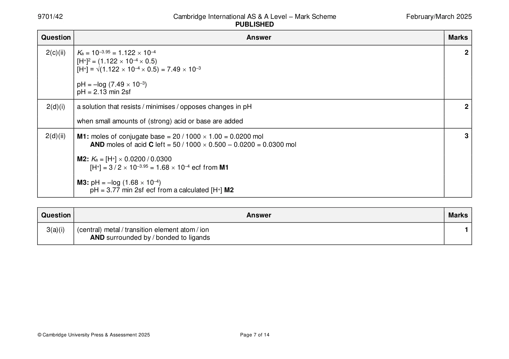 Mark scheme, page 7 of 14