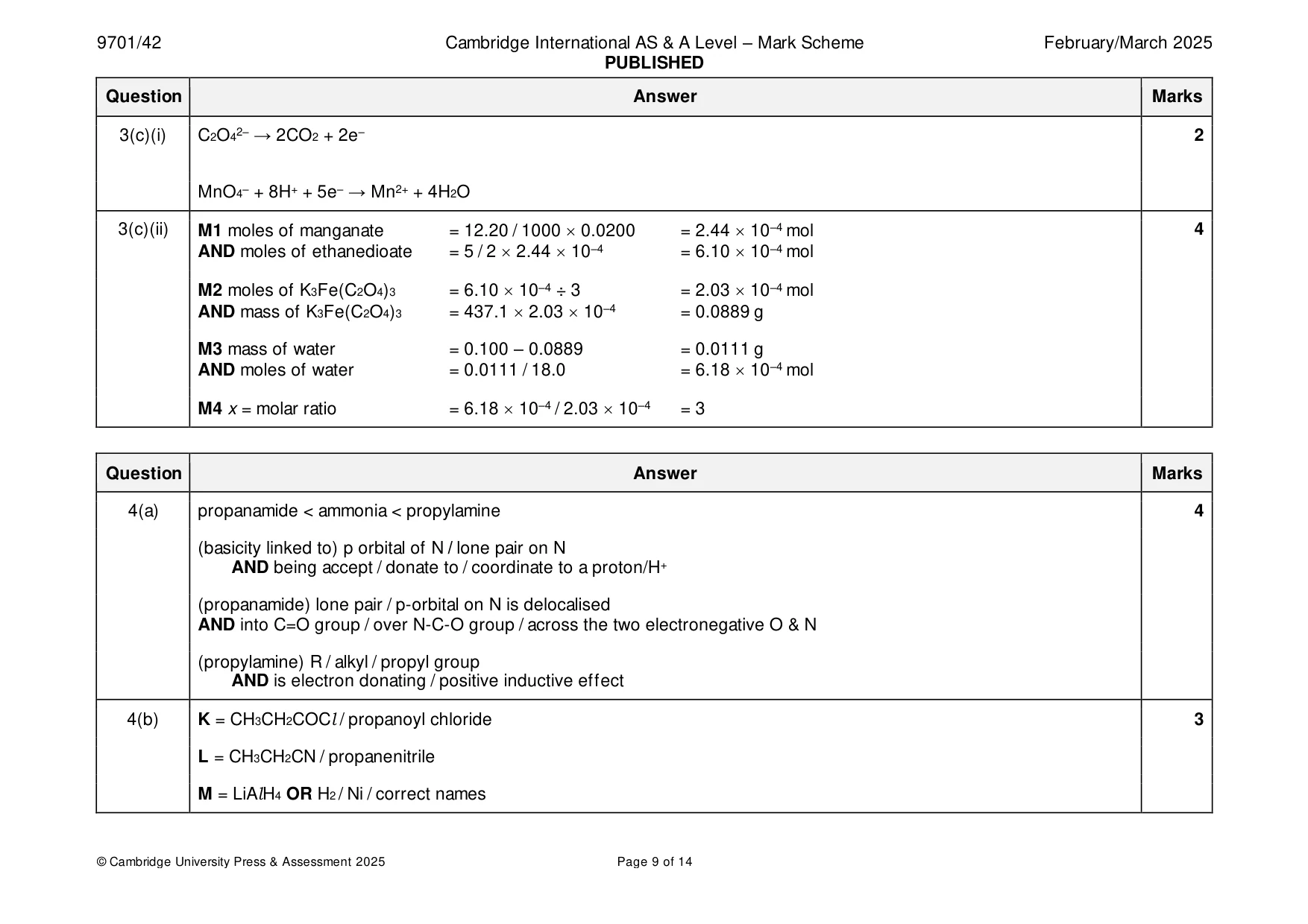 Mark scheme, page 9 of 14