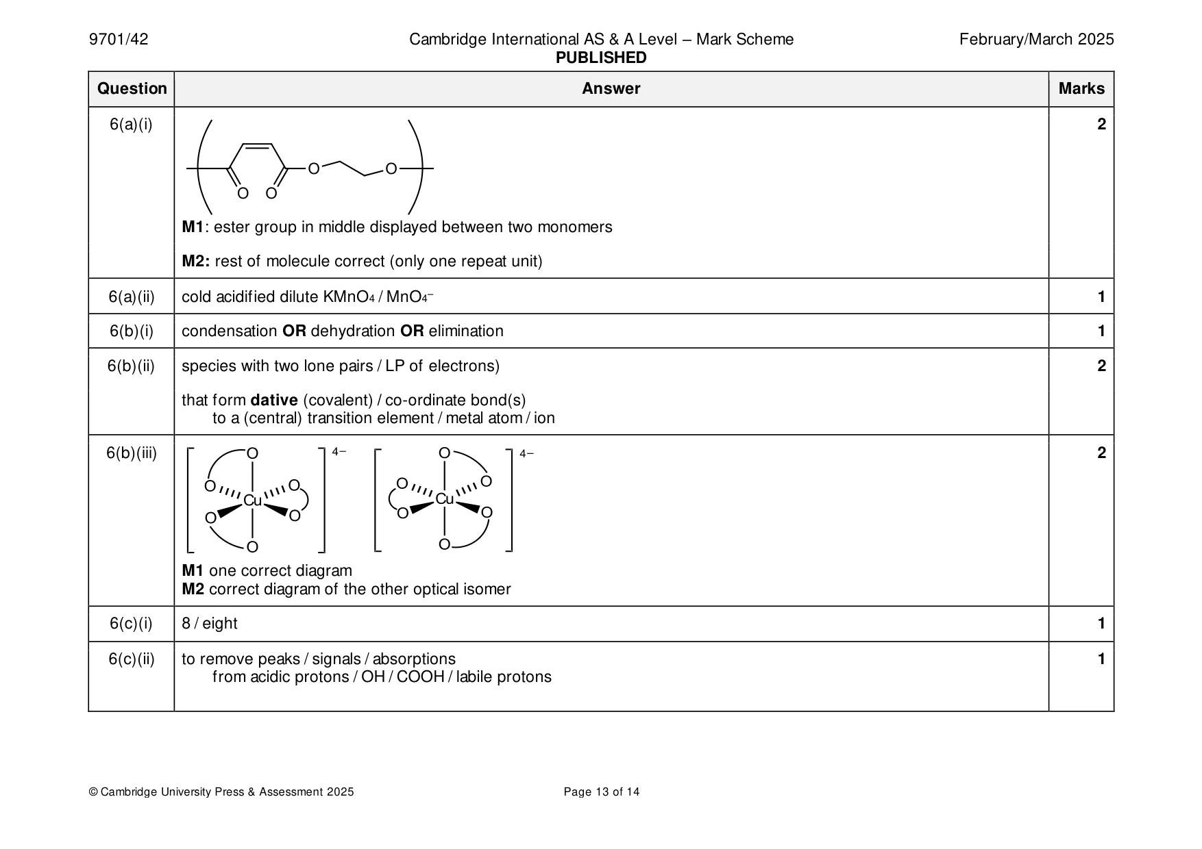 Mark scheme, page 13 of 14