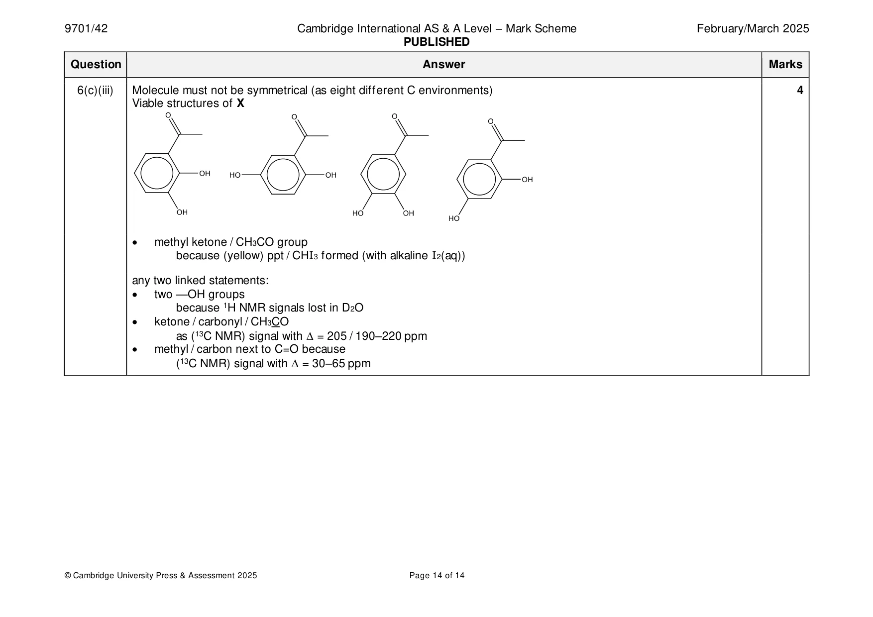 Mark scheme, page 14 of 14