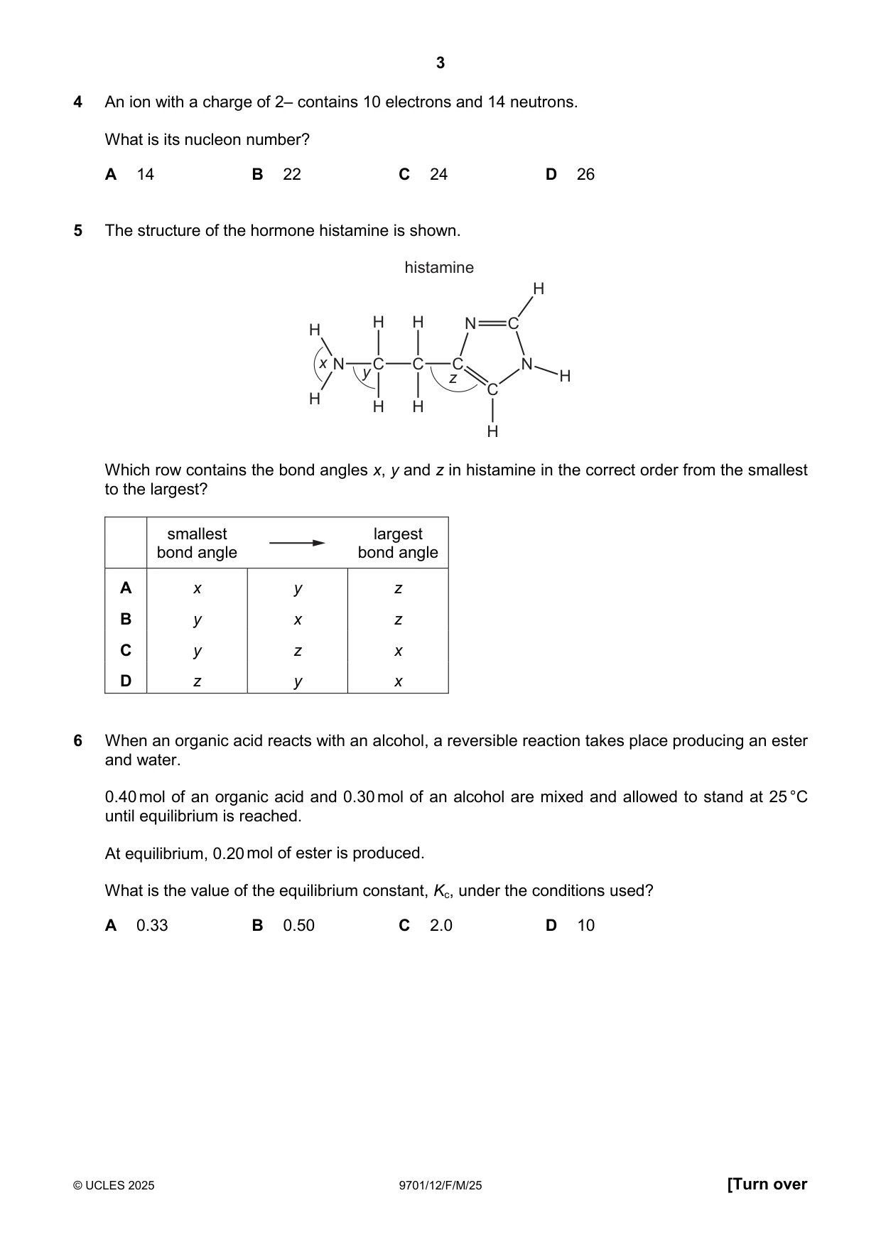 Cambridge A Level Chemistry 9701 2025 Feb/March Paper 1 · Variant 2 question paper, page 3 of 20