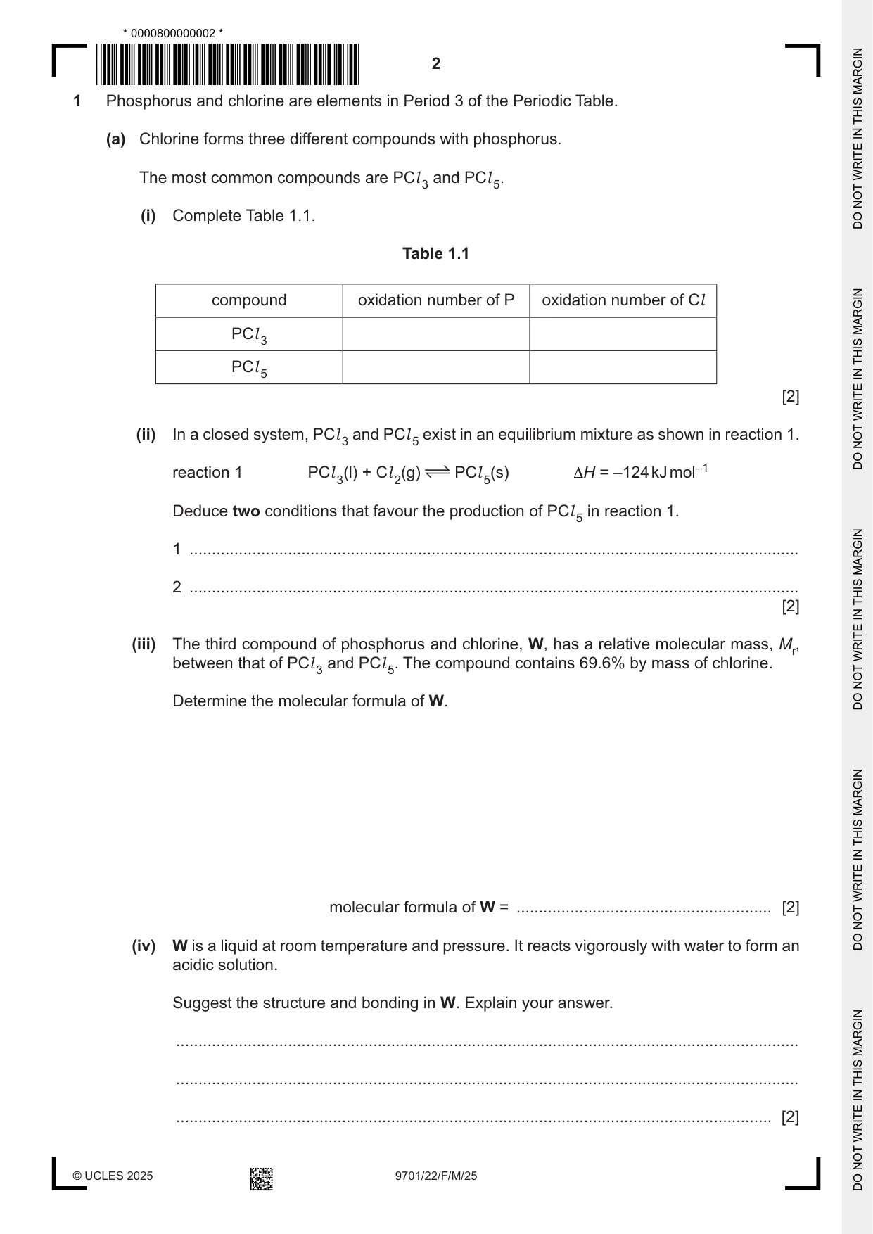 Cambridge A Level Chemistry 9701 2025 Feb/March Paper 2 · Variant 2 question paper, page 2 of 12