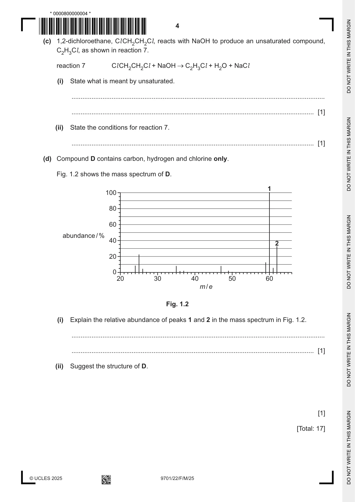 Cambridge A Level Chemistry 9701 2025 Feb/March Paper 2 · Variant 2 question paper, page 4 of 12