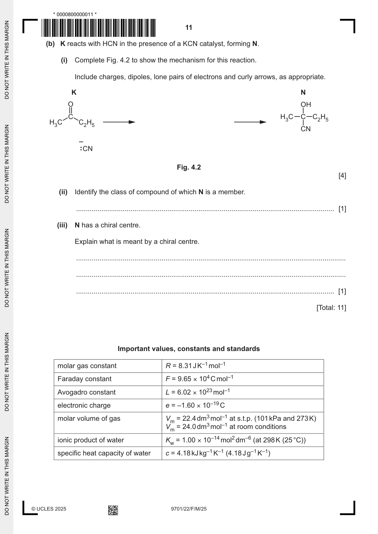 Cambridge A Level Chemistry 9701 2025 Feb/March Paper 2 · Variant 2 question paper, page 11 of 12