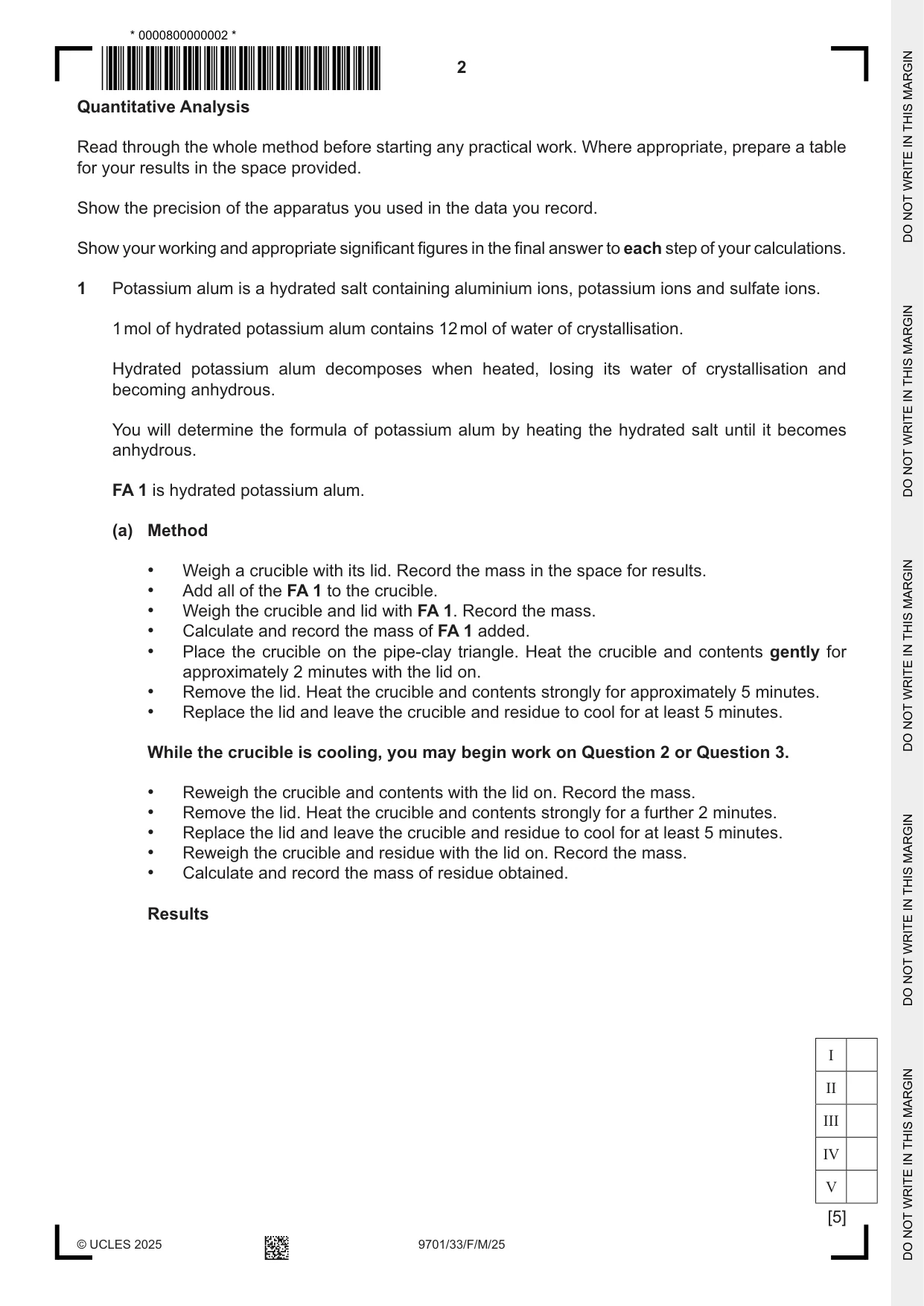 Cambridge A Level Chemistry 9701 2025 Feb/March Paper 3 · Variant 3 question paper, page 2 of 12