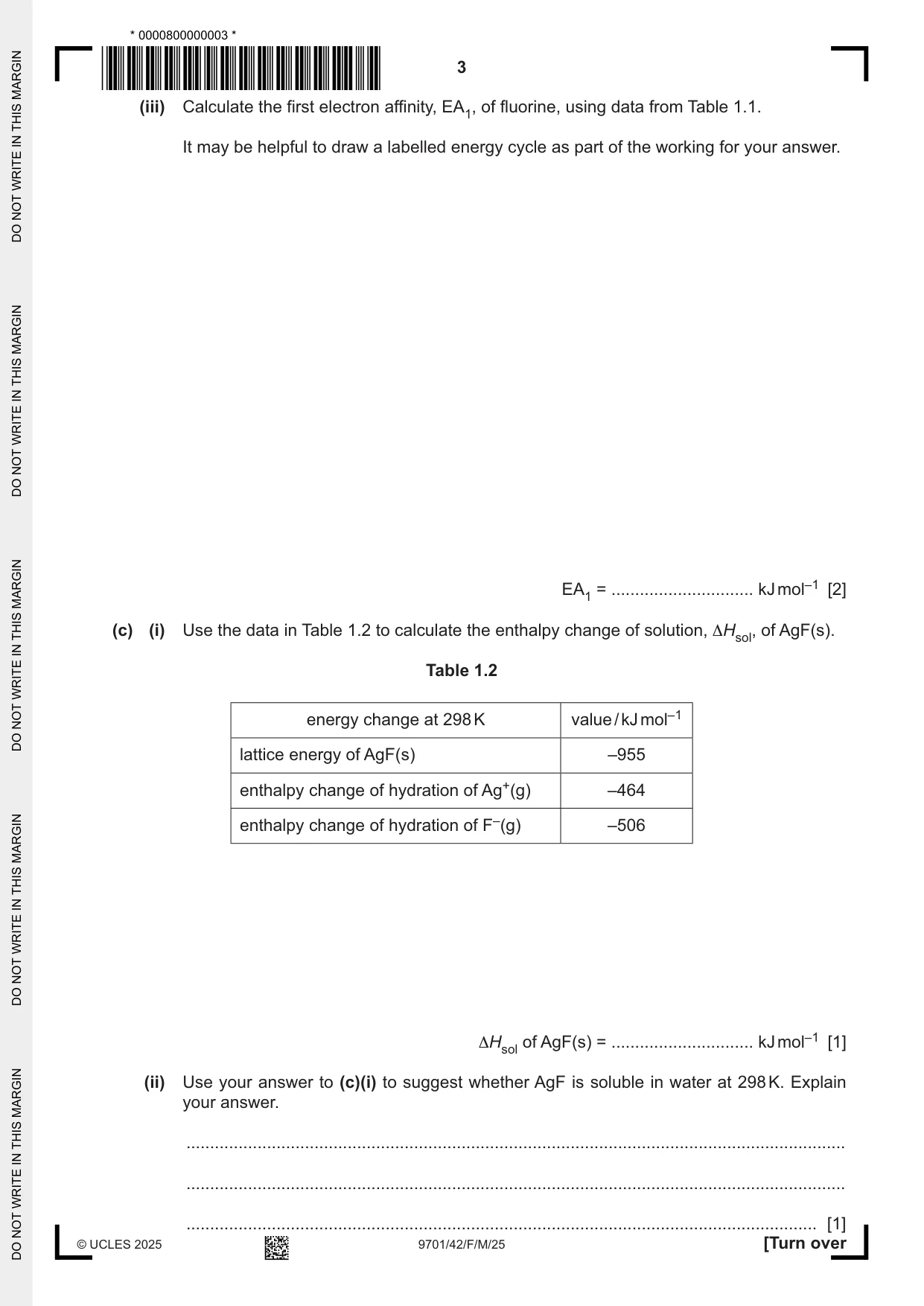Cambridge A Level Chemistry 9701 2025 Feb/March Paper 4 · Variant 2 question paper, page 3 of 28