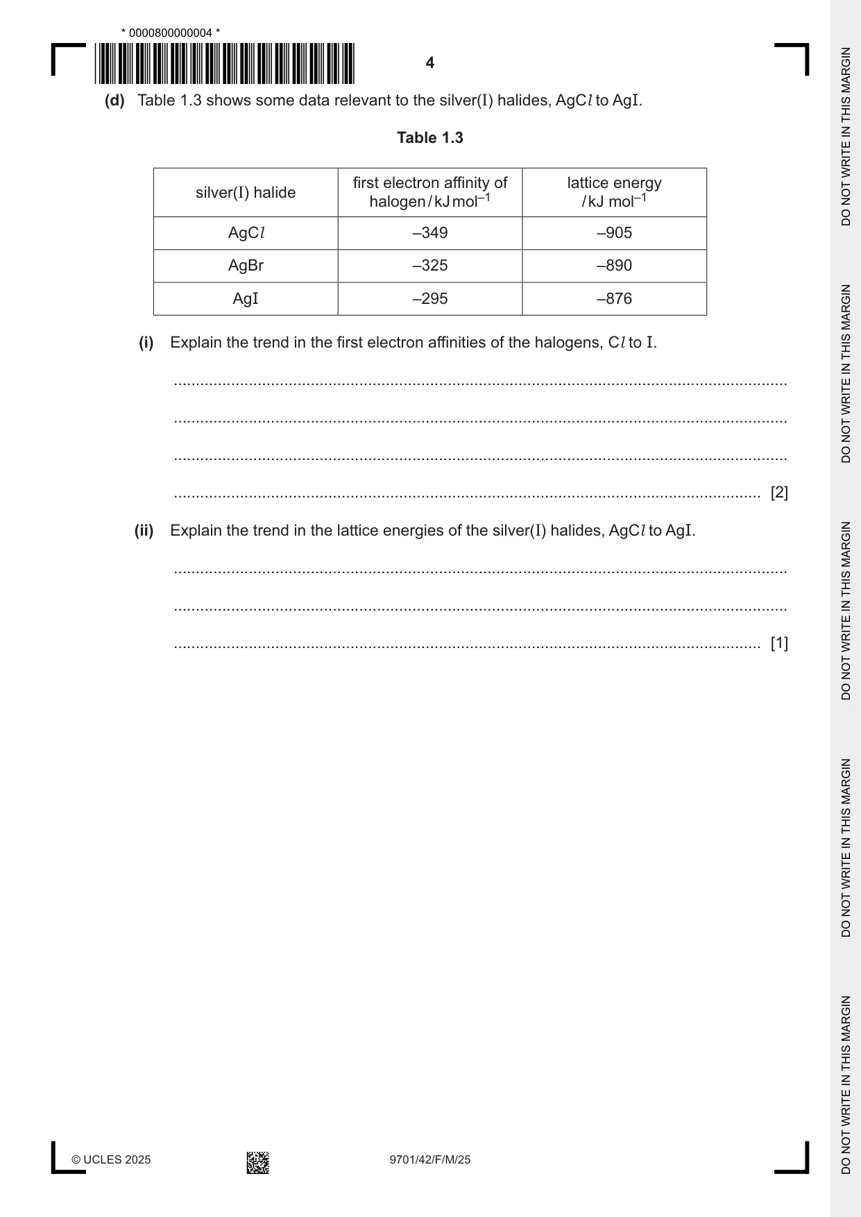 Cambridge A Level Chemistry 9701 2025 Feb/March Paper 4 · Variant 2 question paper, page 4 of 28