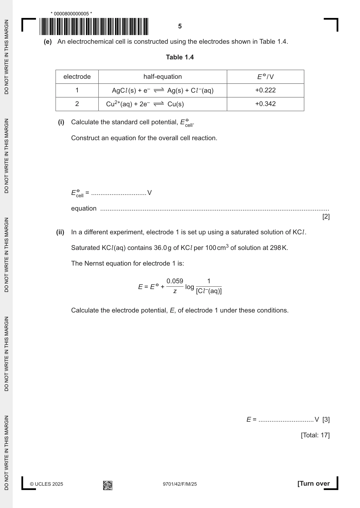 Cambridge A Level Chemistry 9701 2025 Feb/March Paper 4 · Variant 2 question paper, page 5 of 28