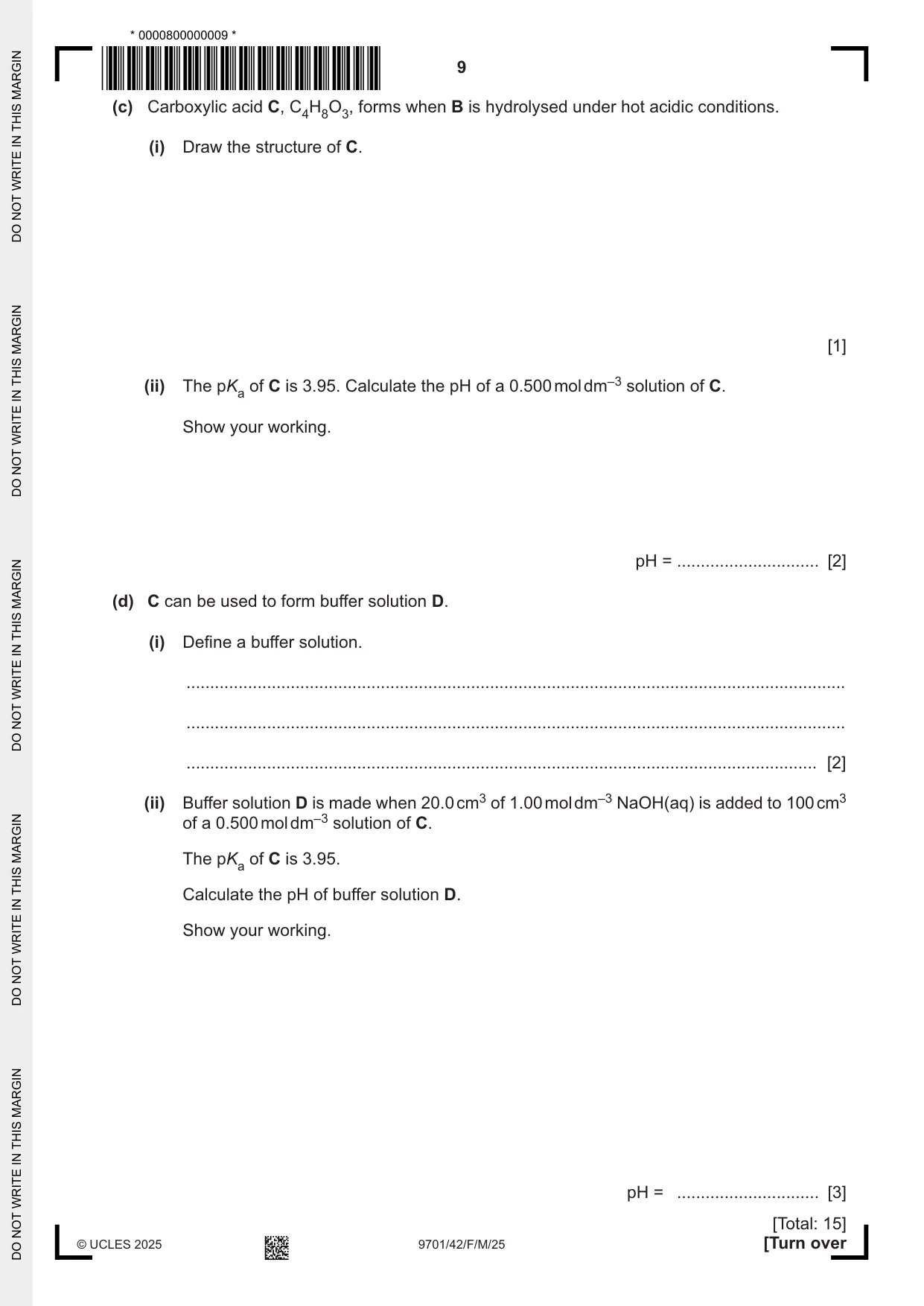 Cambridge A Level Chemistry 9701 2025 Feb/March Paper 4 · Variant 2 question paper, page 9 of 28