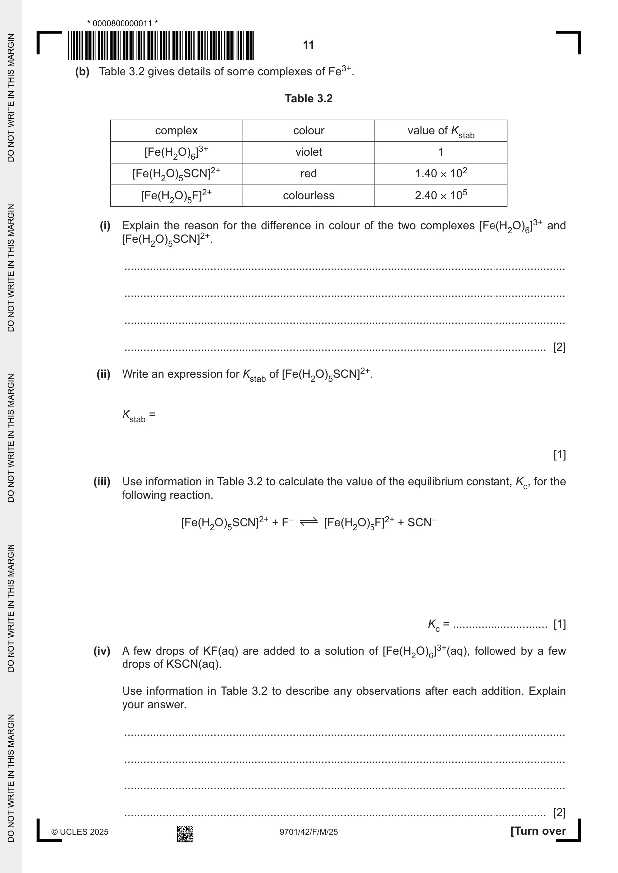 Cambridge A Level Chemistry 9701 2025 Feb/March Paper 4 · Variant 2 question paper, page 11 of 28