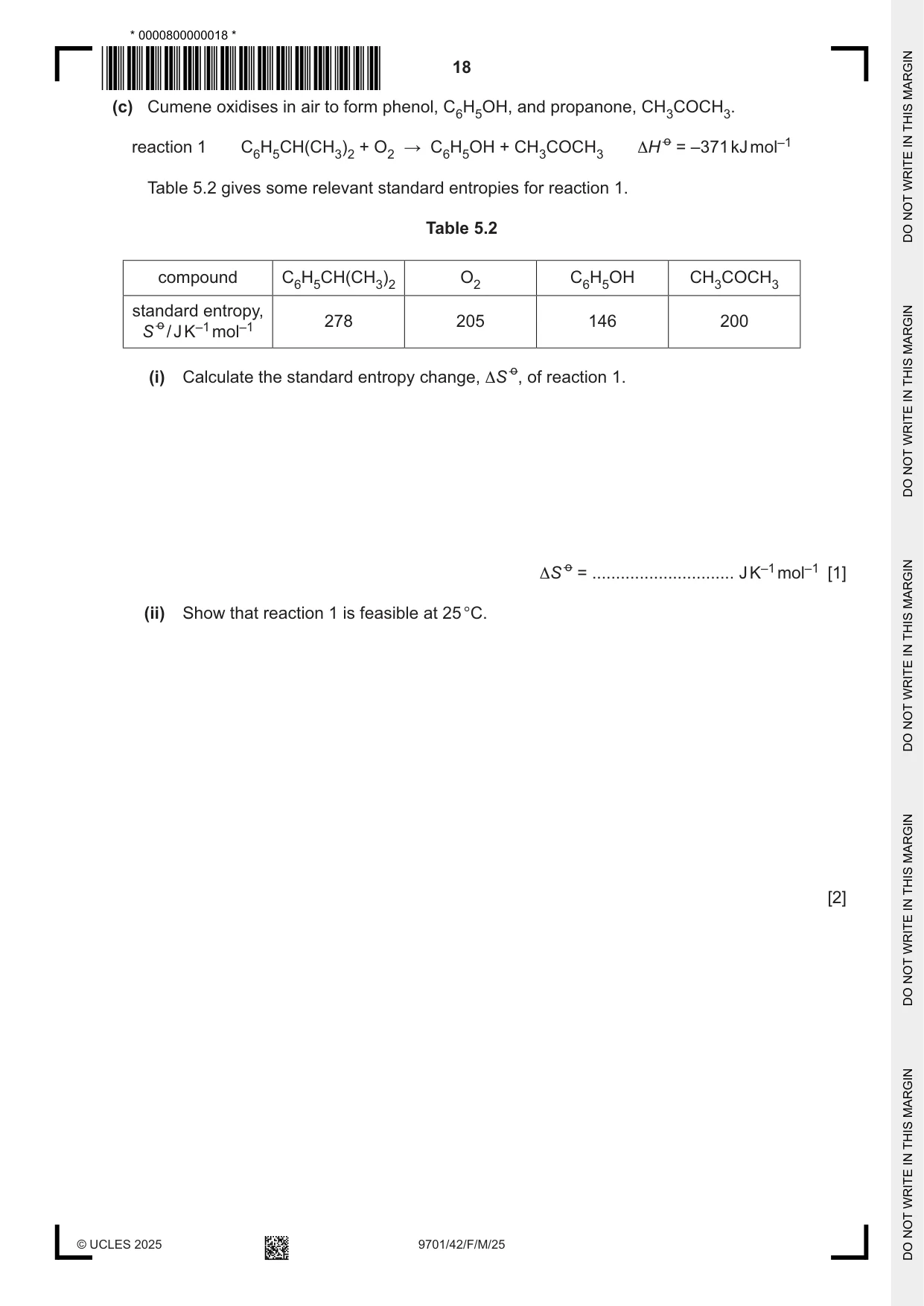 Cambridge A Level Chemistry 9701 2025 Feb/March Paper 4 · Variant 2 question paper, page 18 of 28