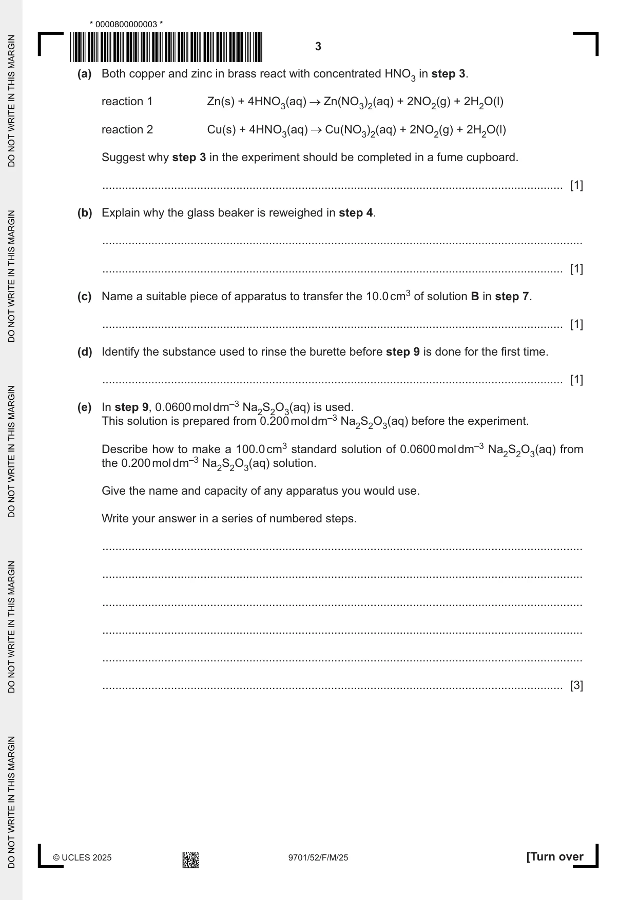 Cambridge A Level Chemistry 9701 2025 Feb/March Paper 5 · Variant 2 question paper, page 3 of 16
