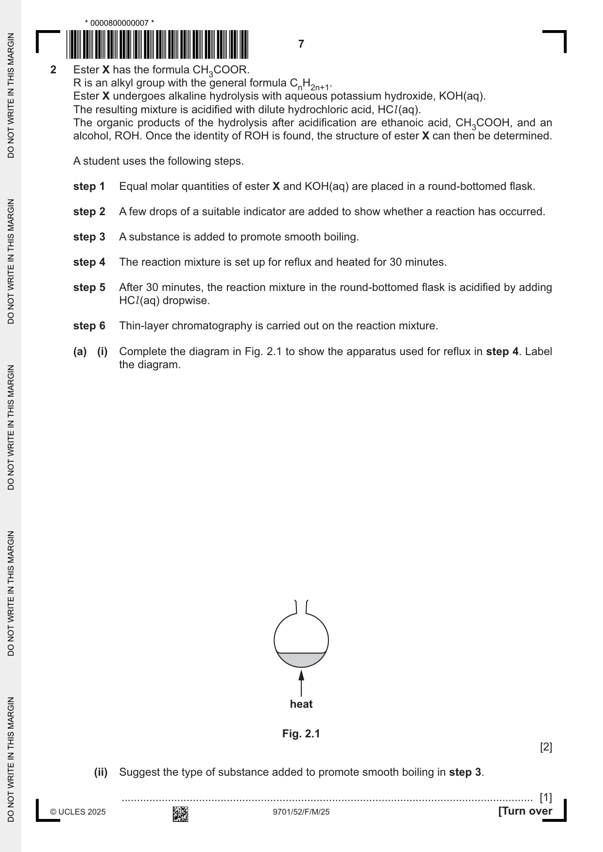 Cambridge A Level Chemistry 9701 2025 Feb/March Paper 5 · Variant 2 question paper, page 7 of 16