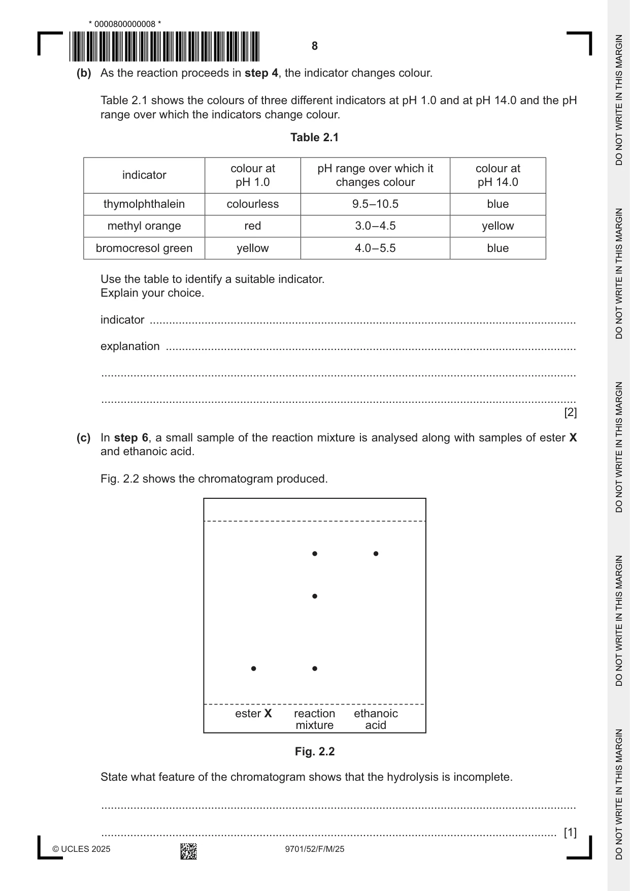 Cambridge A Level Chemistry 9701 2025 Feb/March Paper 5 · Variant 2 question paper, page 8 of 16