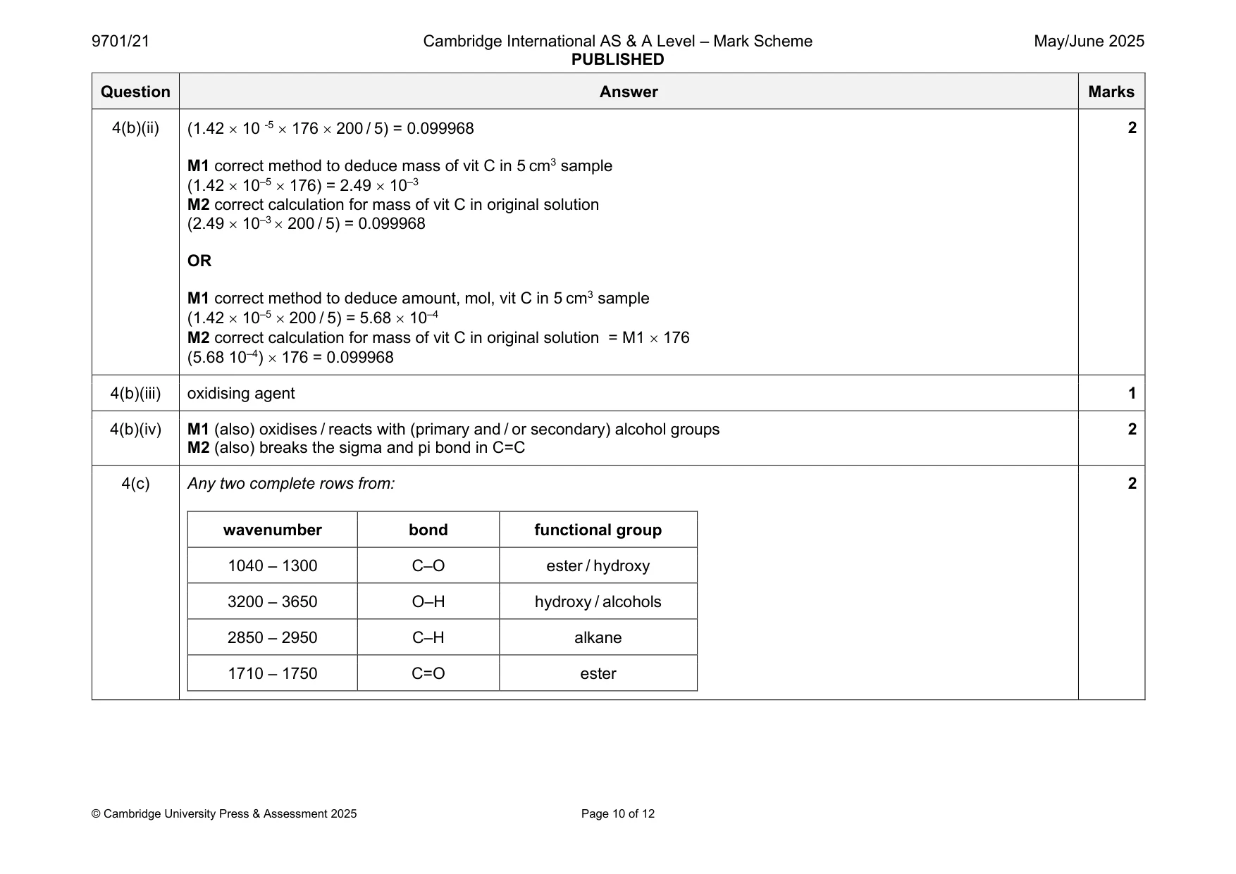 Mark scheme, page 10 of 12