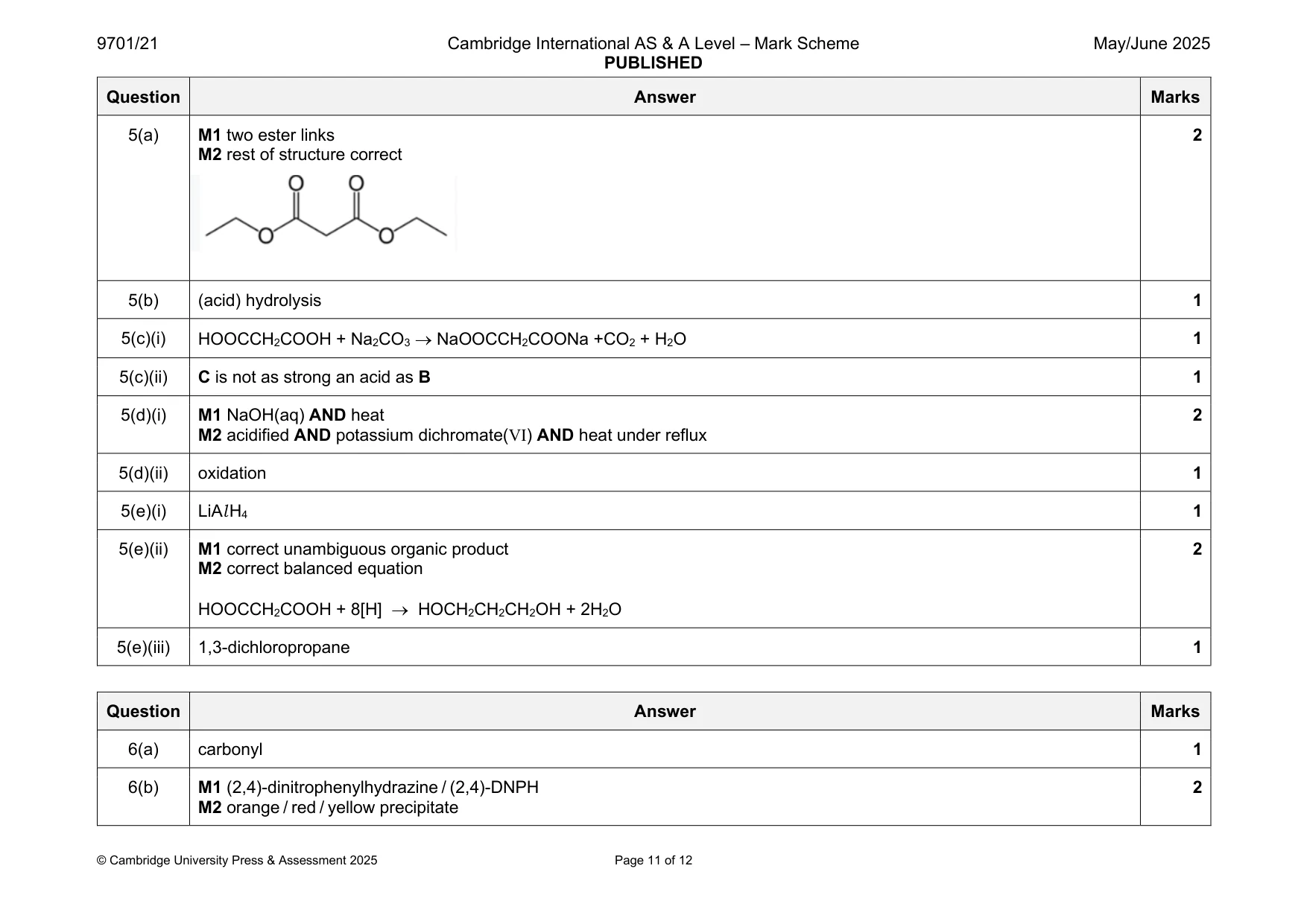 Mark scheme, page 11 of 12