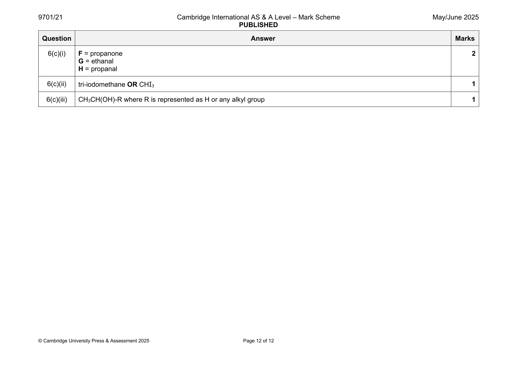 Mark scheme, page 12 of 12
