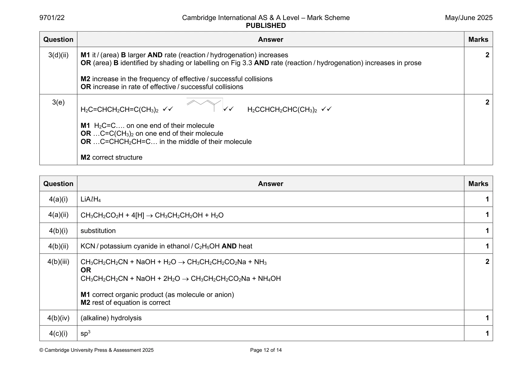 Mark scheme, page 12 of 14