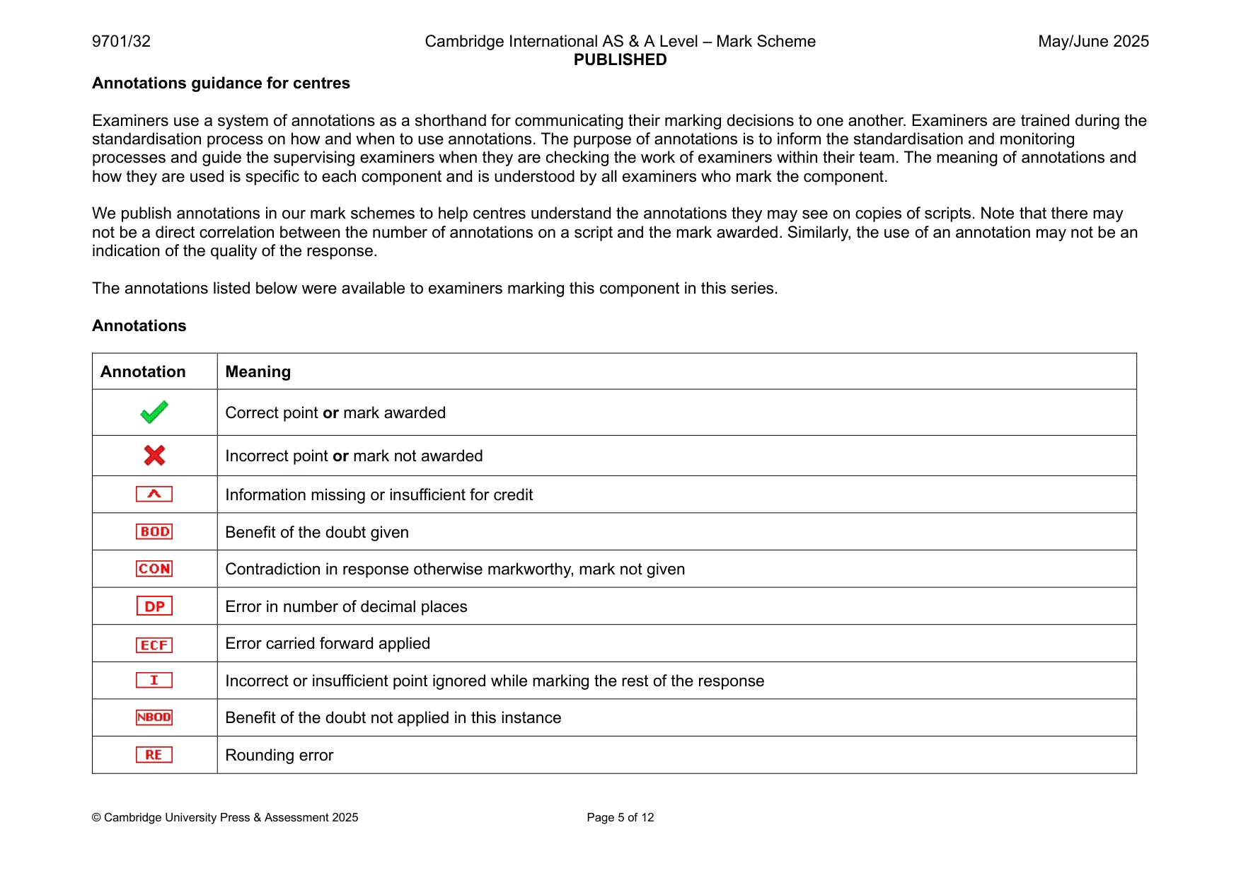 Mark scheme, page 5 of 12