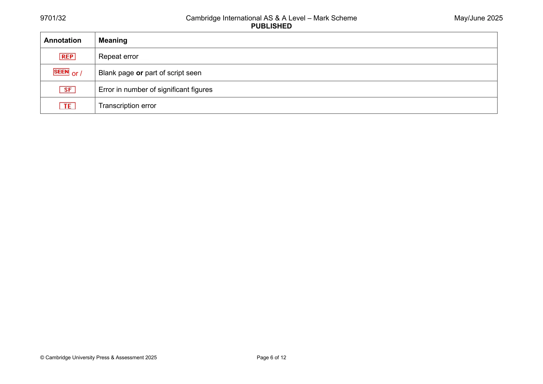 Mark scheme, page 6 of 12