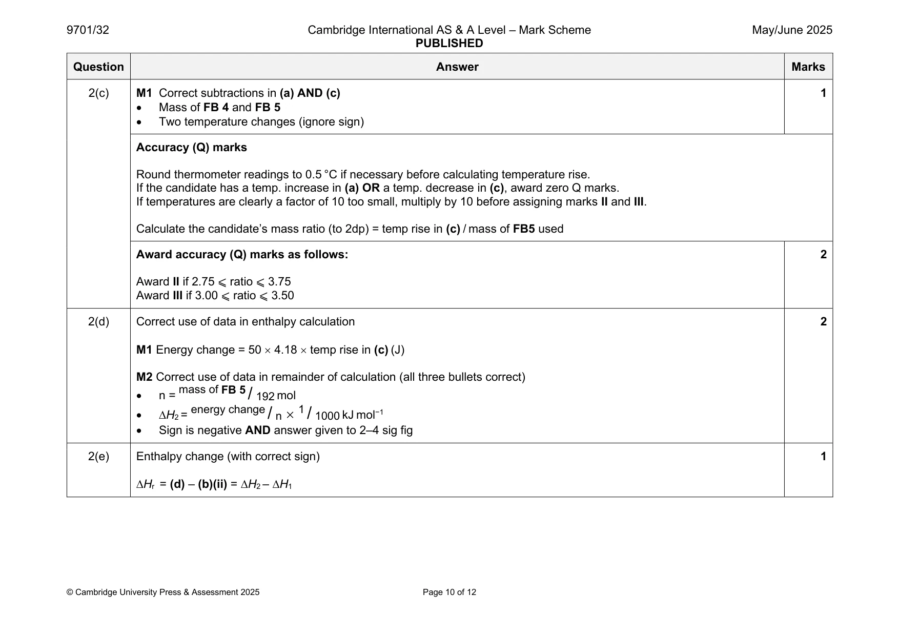 Mark scheme, page 10 of 12