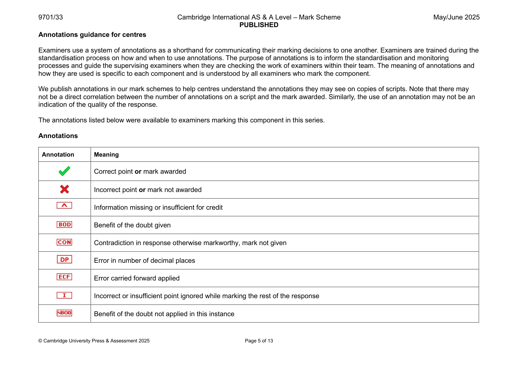 Mark scheme, page 5 of 13