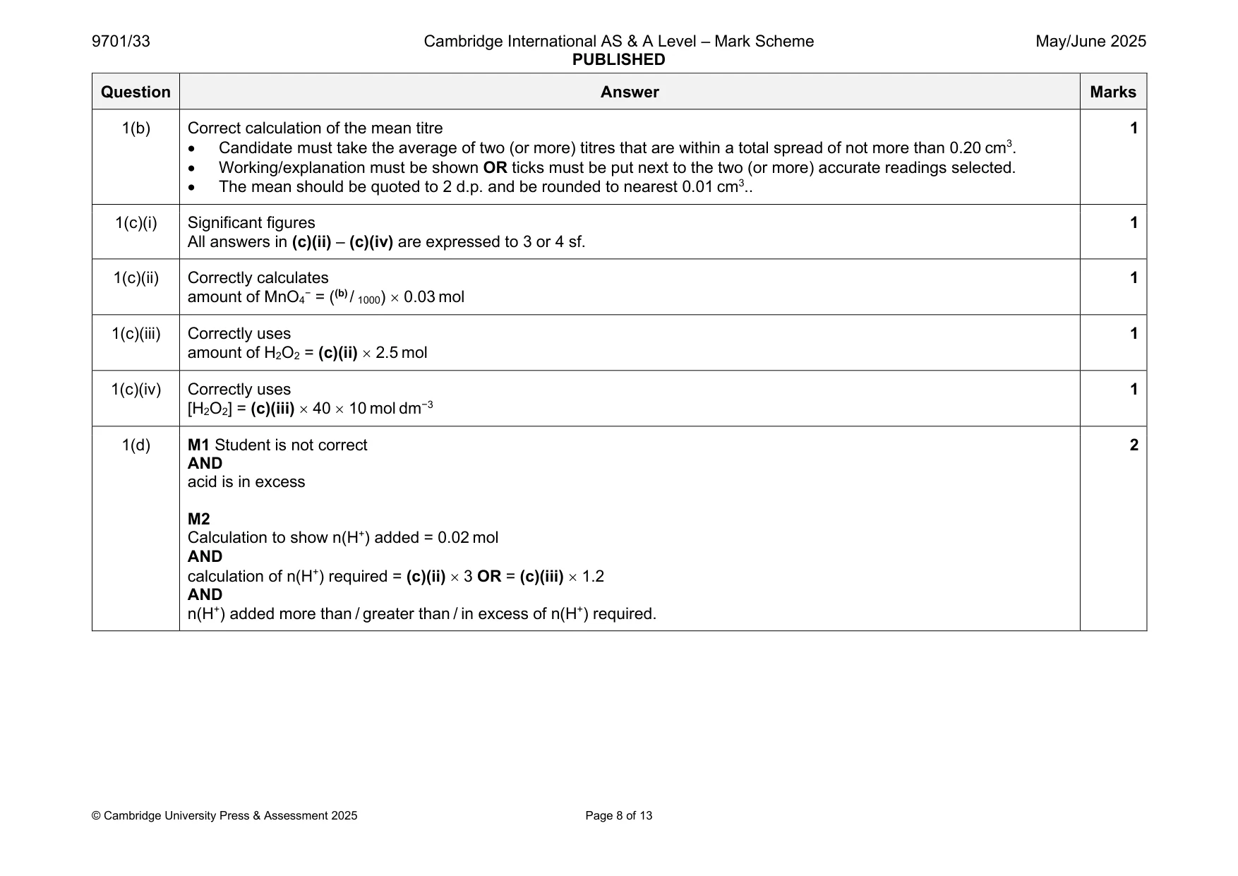 Mark scheme, page 8 of 13