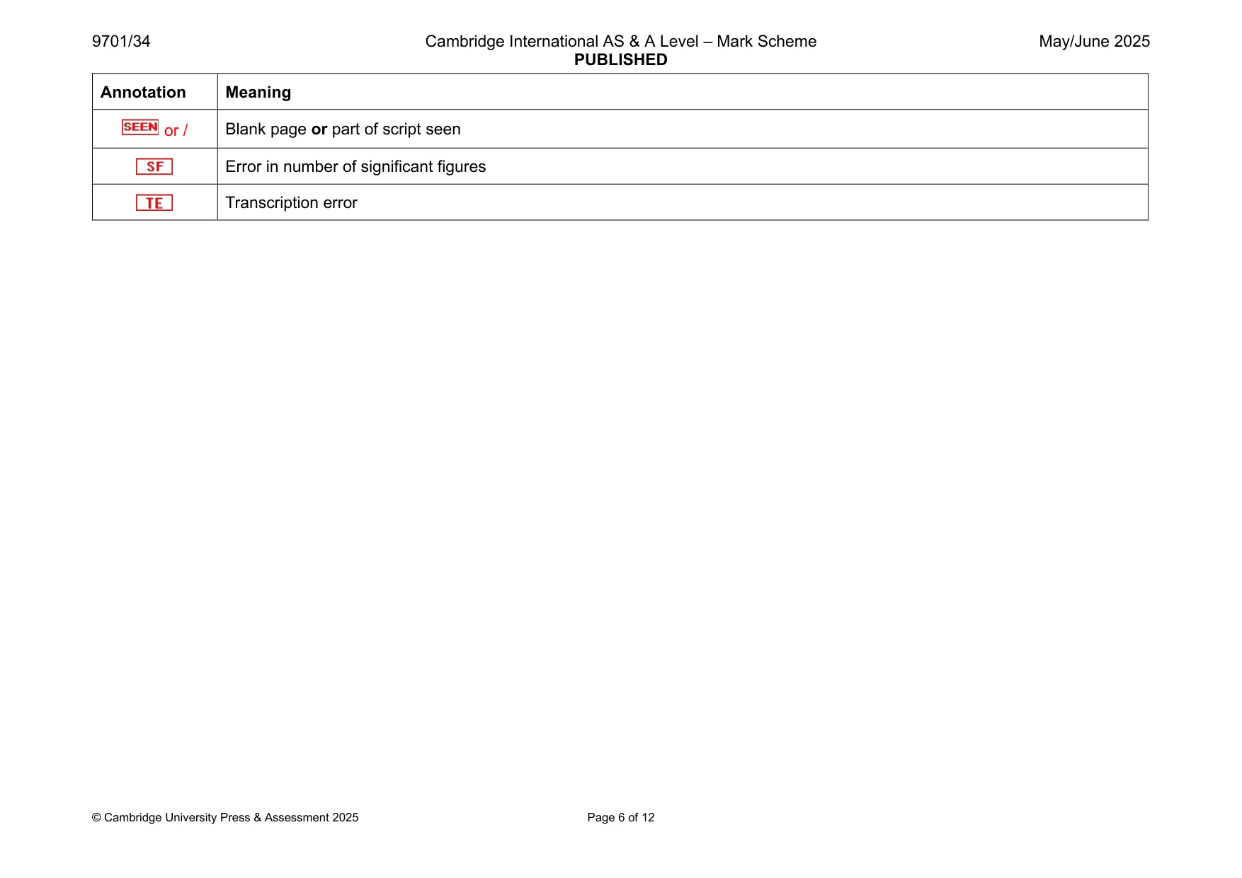Mark scheme, page 6 of 12