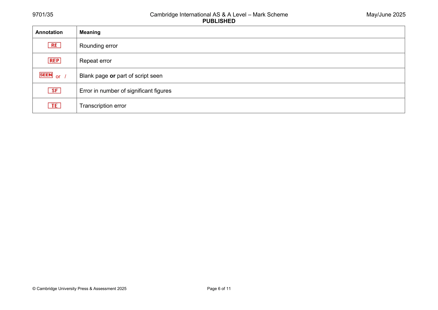 Mark scheme, page 6 of 11