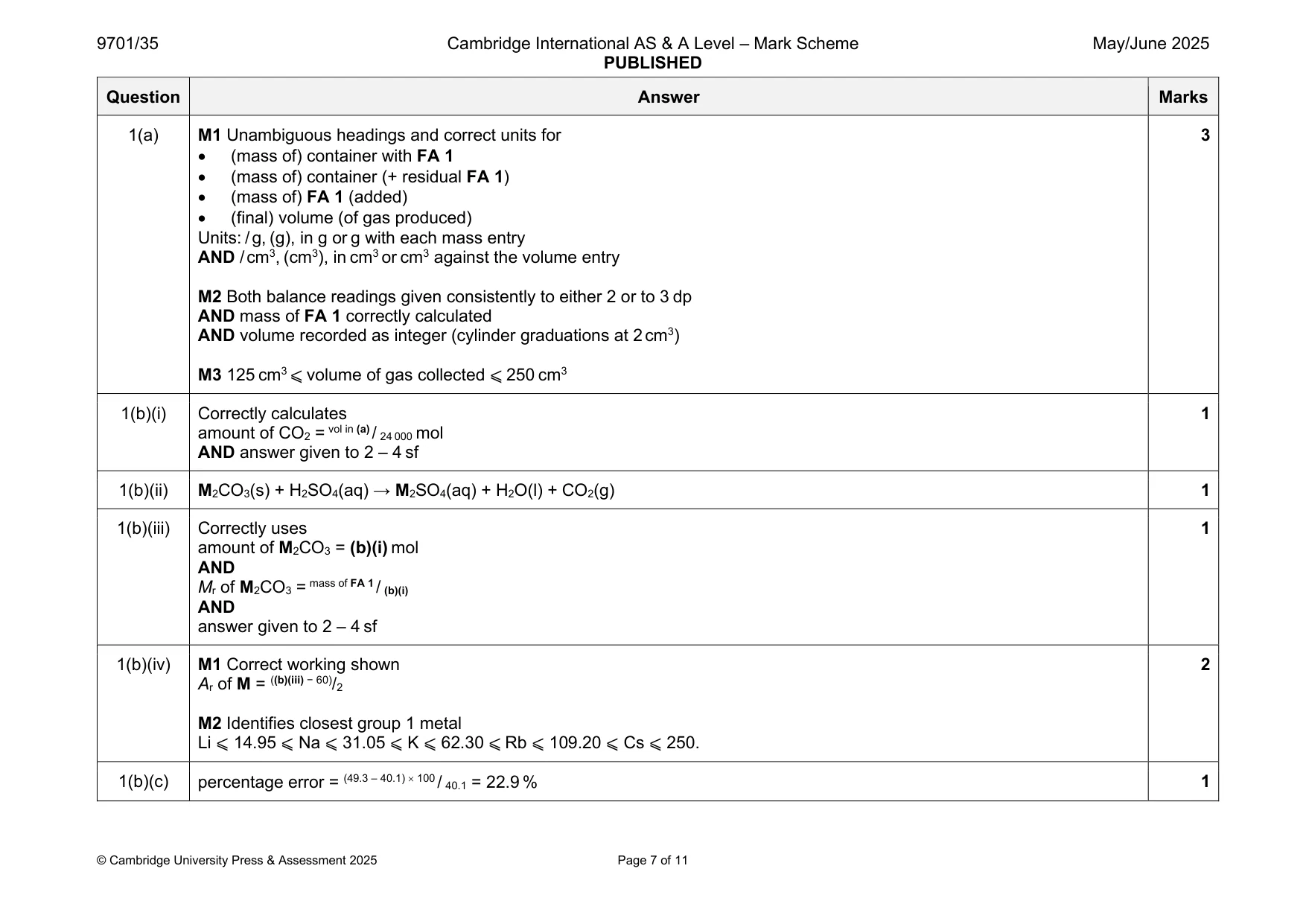 Mark scheme, page 7 of 11