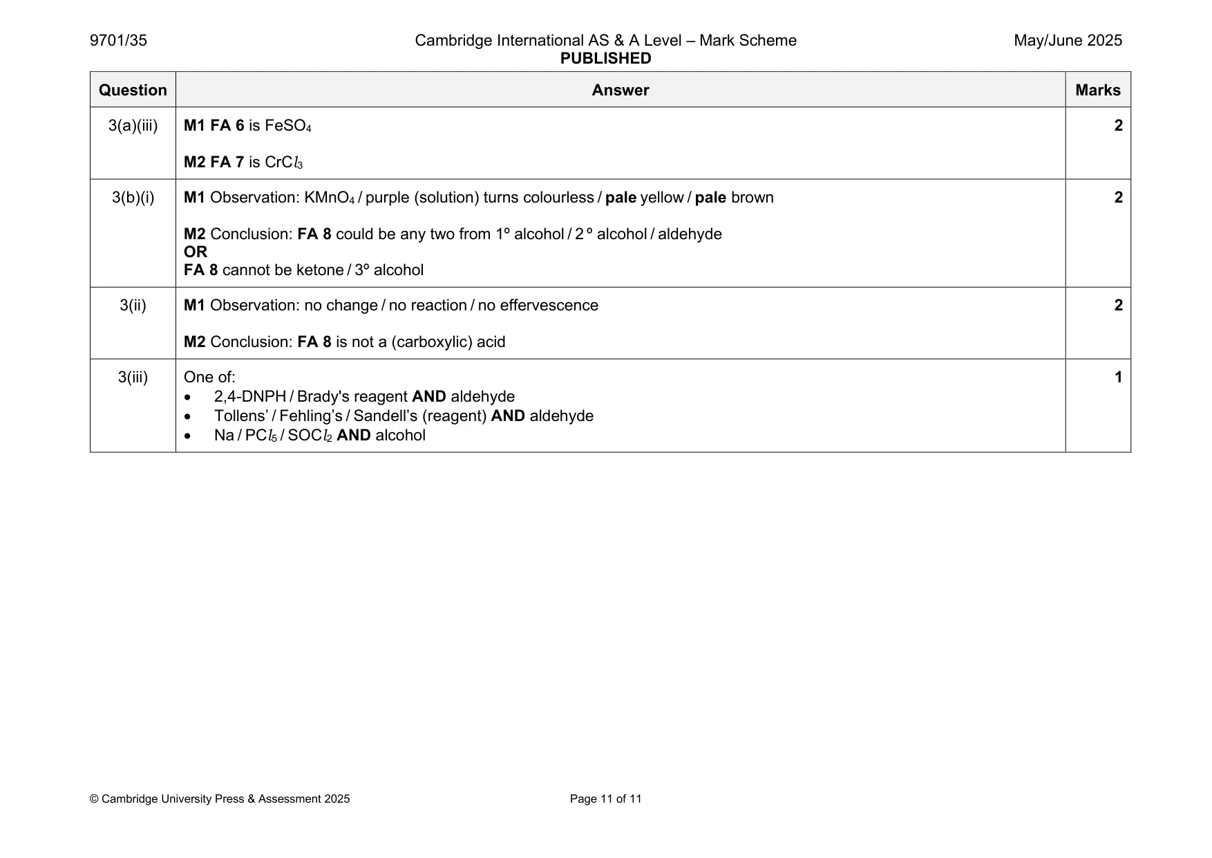 Mark scheme, page 11 of 11