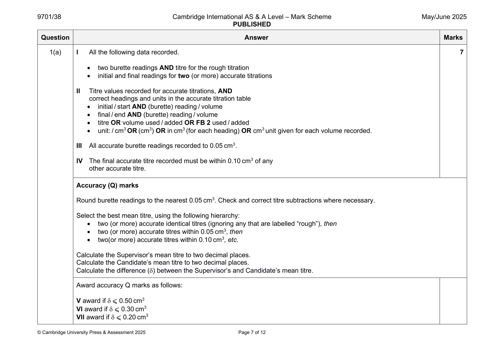 Mark scheme, page 7 of 12