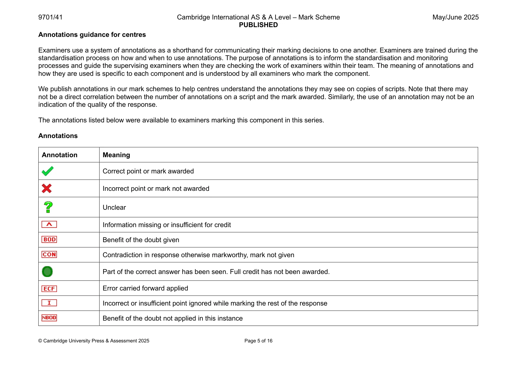 Mark scheme, page 5 of 16