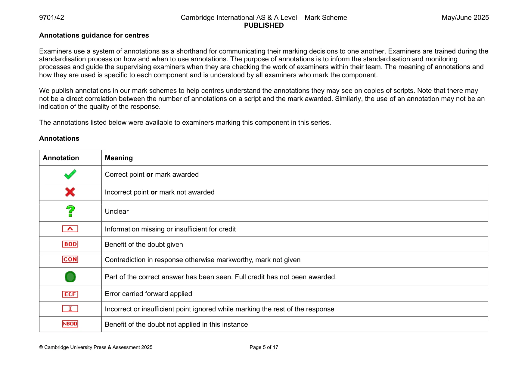 Mark scheme, page 5 of 17