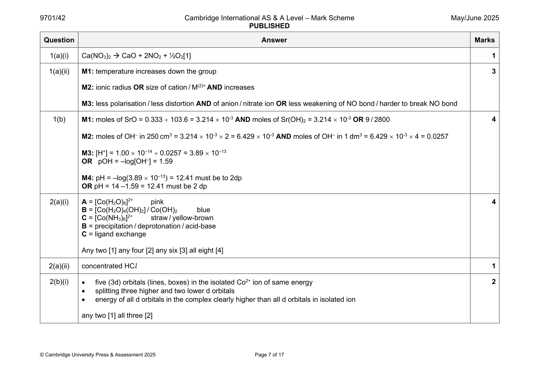 Mark scheme, page 7 of 17