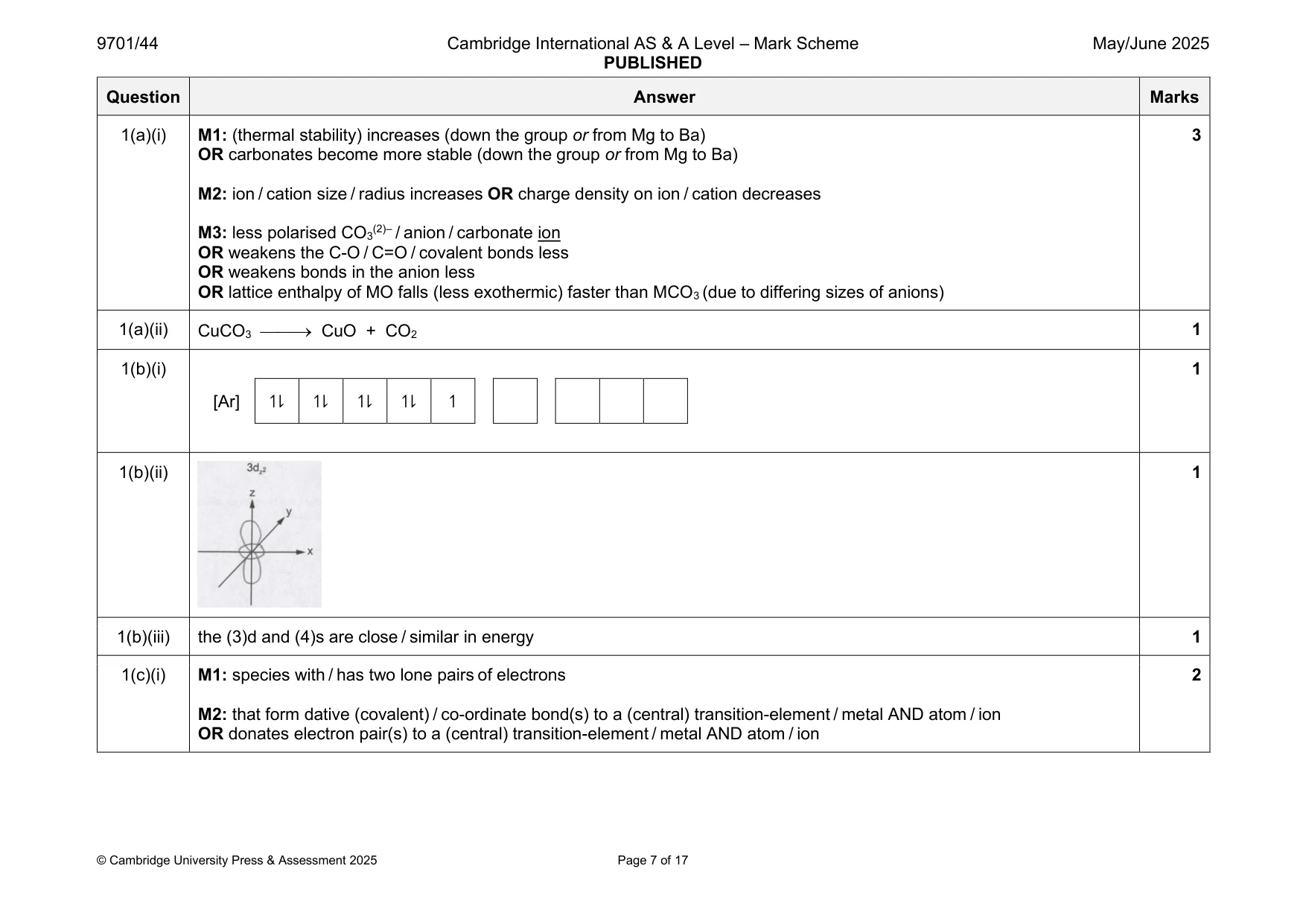 Mark scheme, page 7 of 17